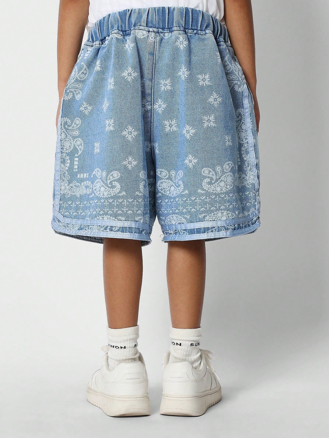 Tween Girls Paisley Denim Baller Short