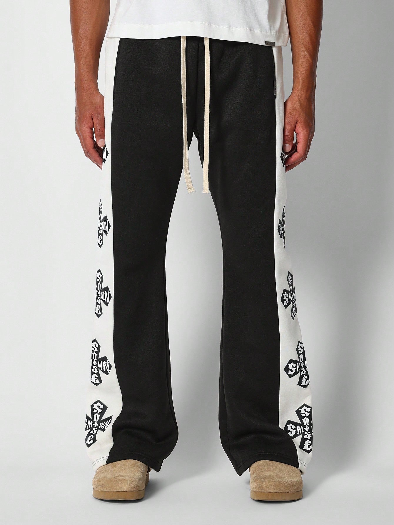 Straight Fit Colour Blocked Jogger With Print