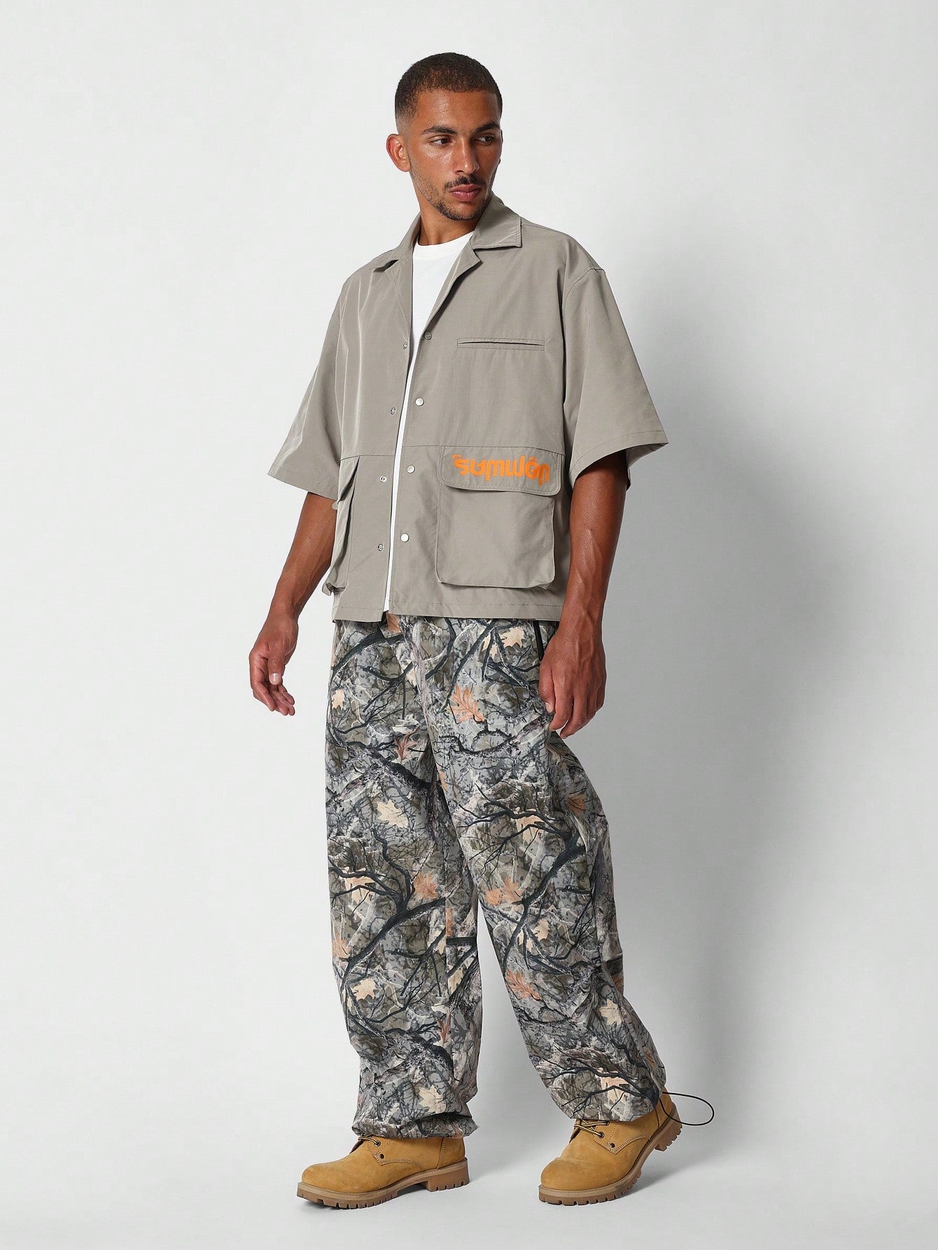 Loose Fit Baggy Parachute Pant With All Over Print