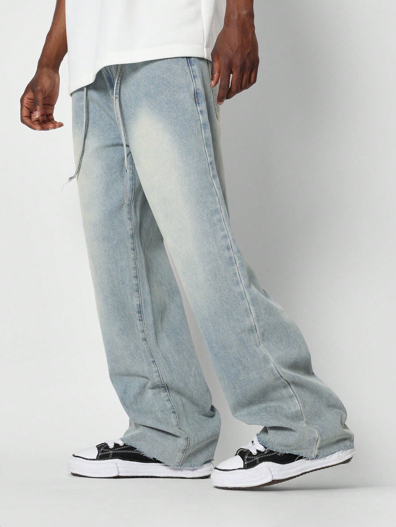 Loose Fit Baggy Jeans With Tie Front Detail