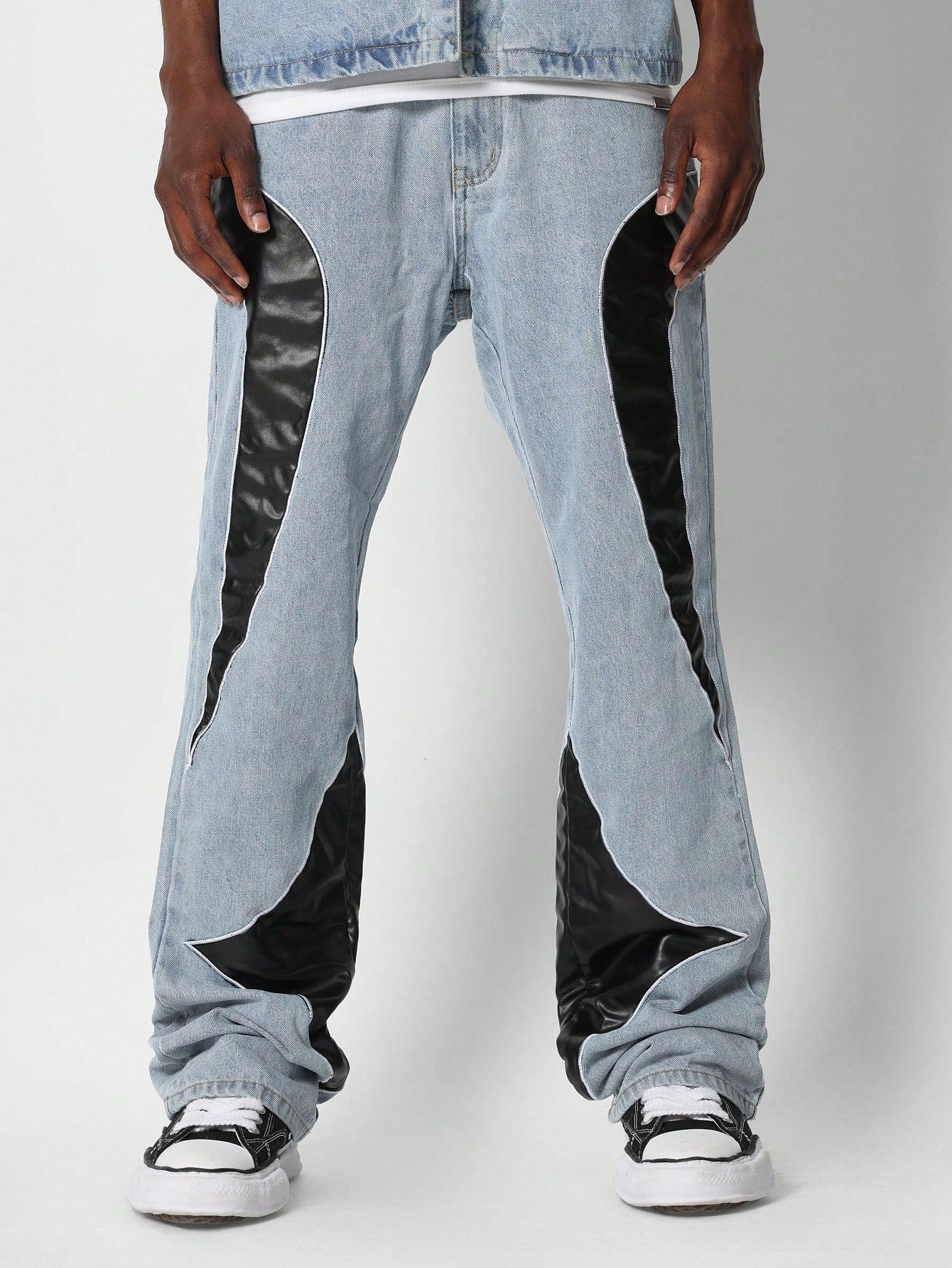 Flare Fit Jean With PU Panel Detail