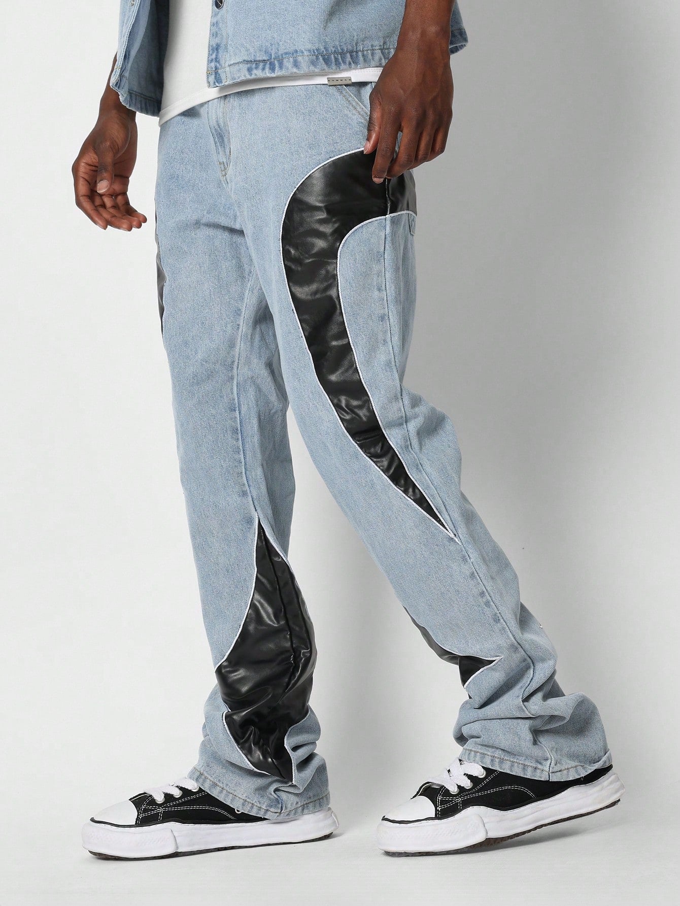 Flare Fit Jean With PU Panel Detail Halloween