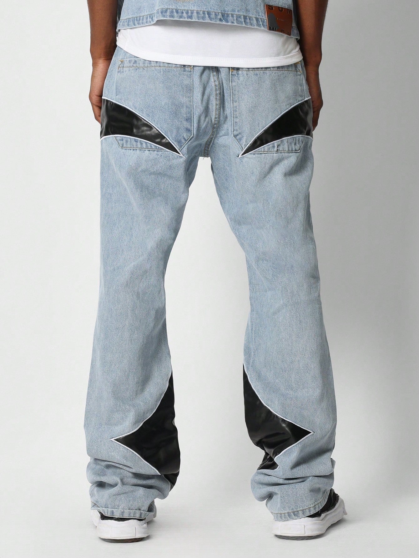 Flare Fit Jean With PU Panel Detail