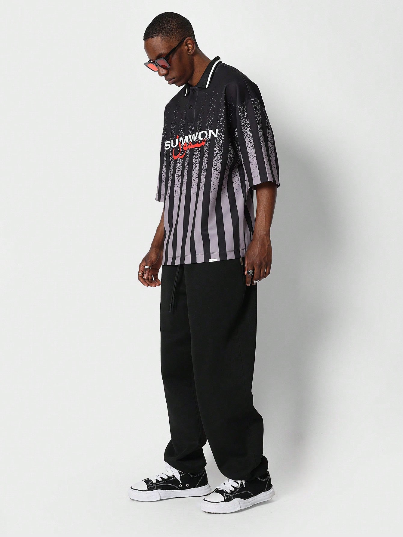 Neoprene Polo Stripe Tee With Back Number Print