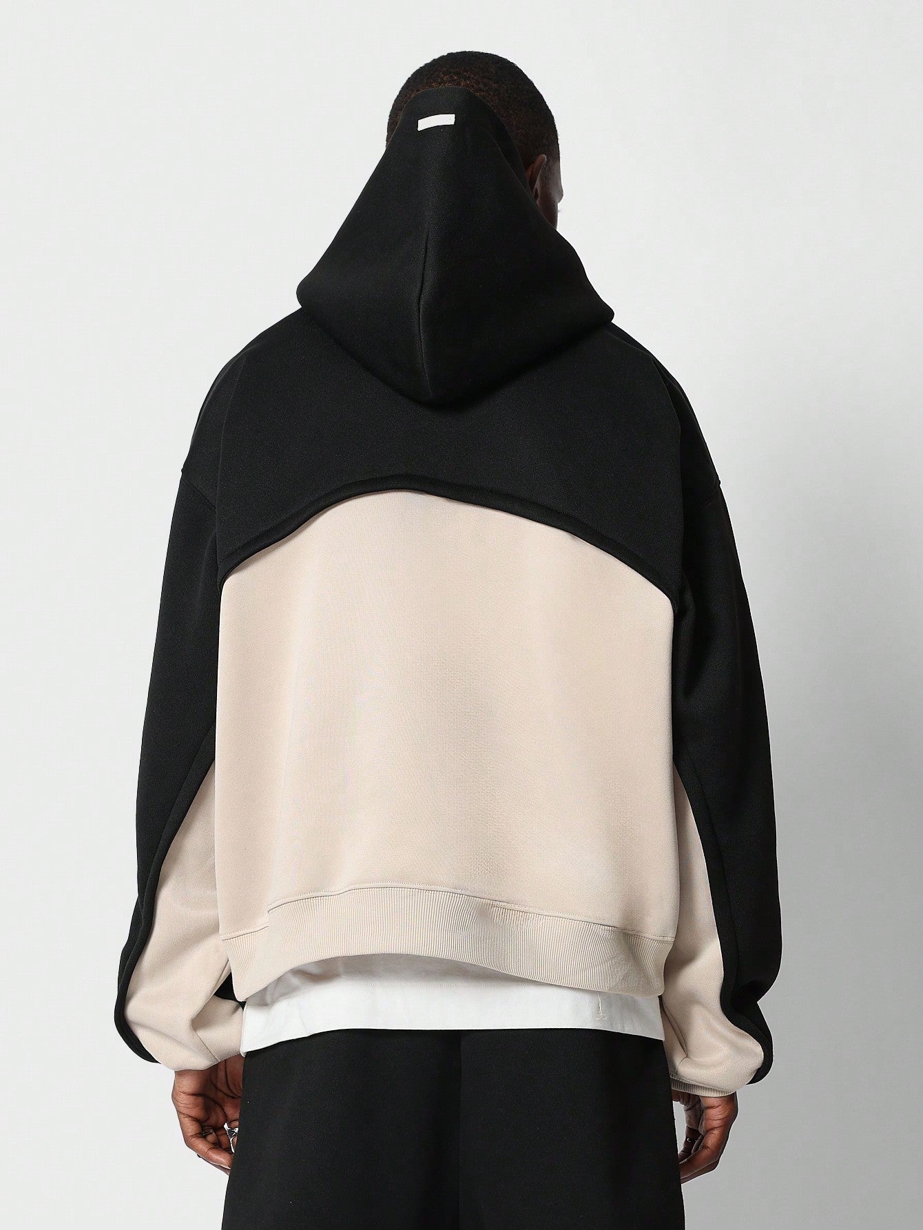 Overhead Colour Blocked Hoodie With Graphic Print