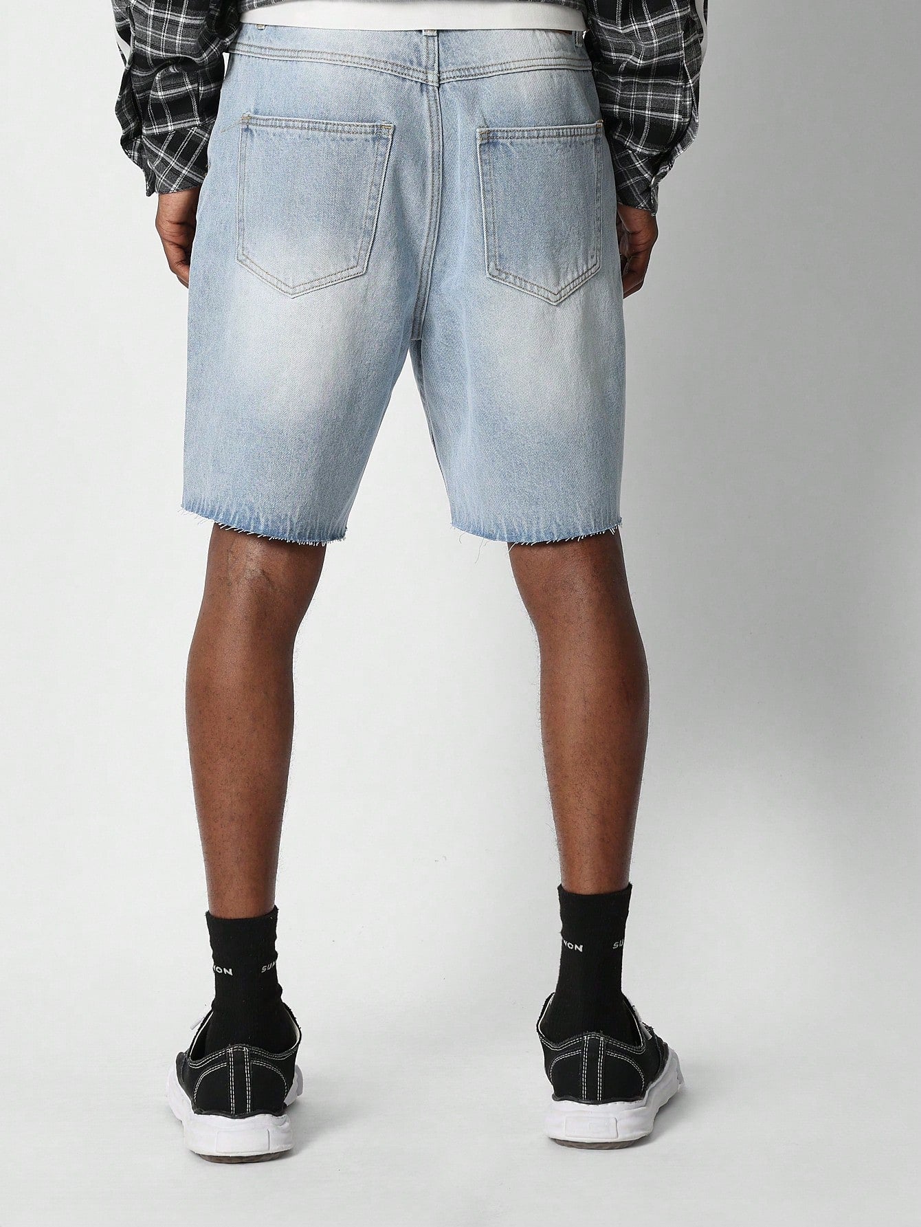 Denim Short With Logo Embossing