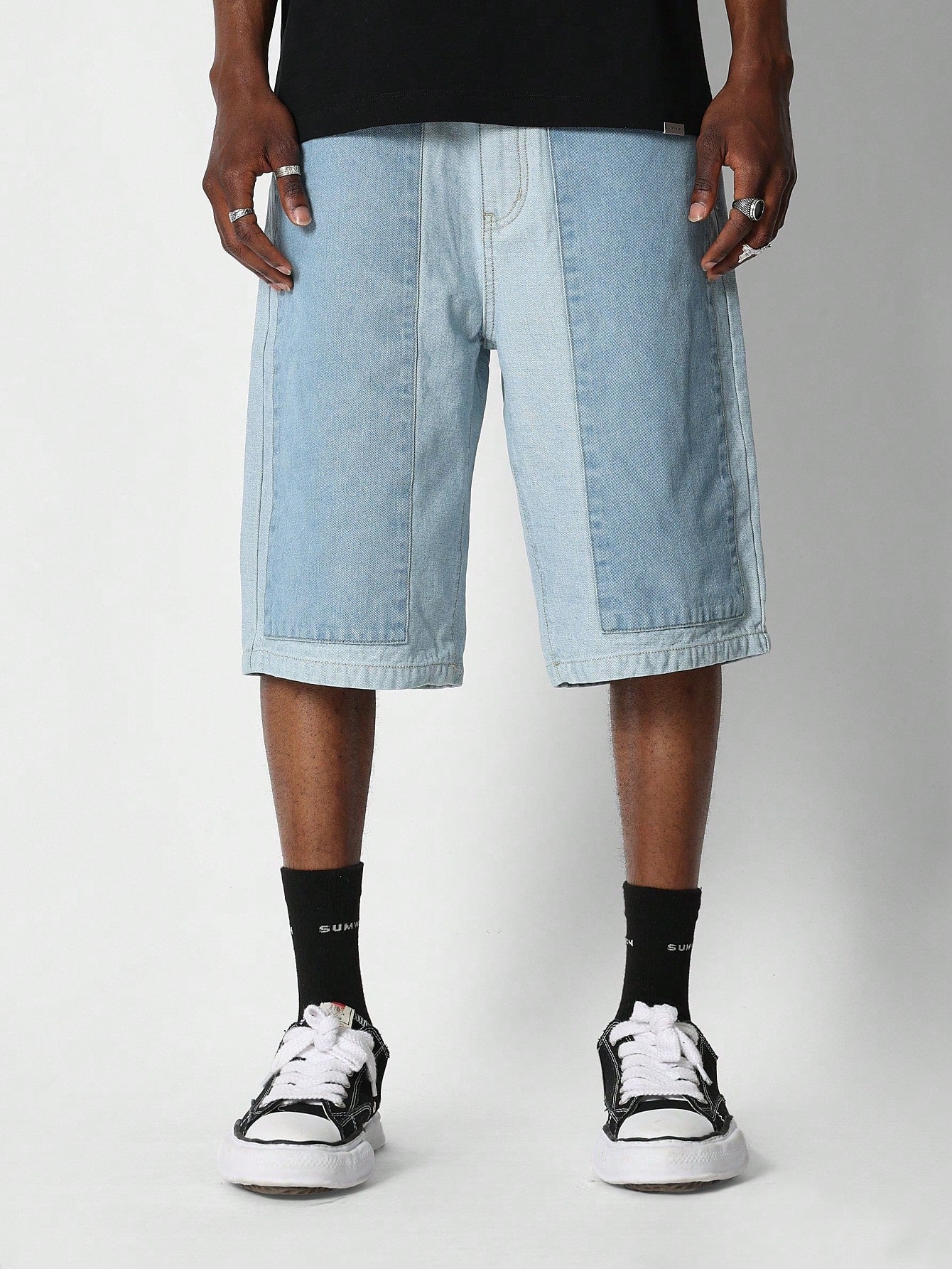 Denim Colour Blocked Jorts