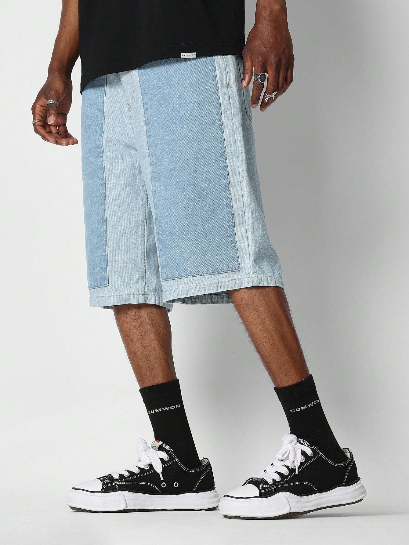 Denim Colour Blocked Jorts