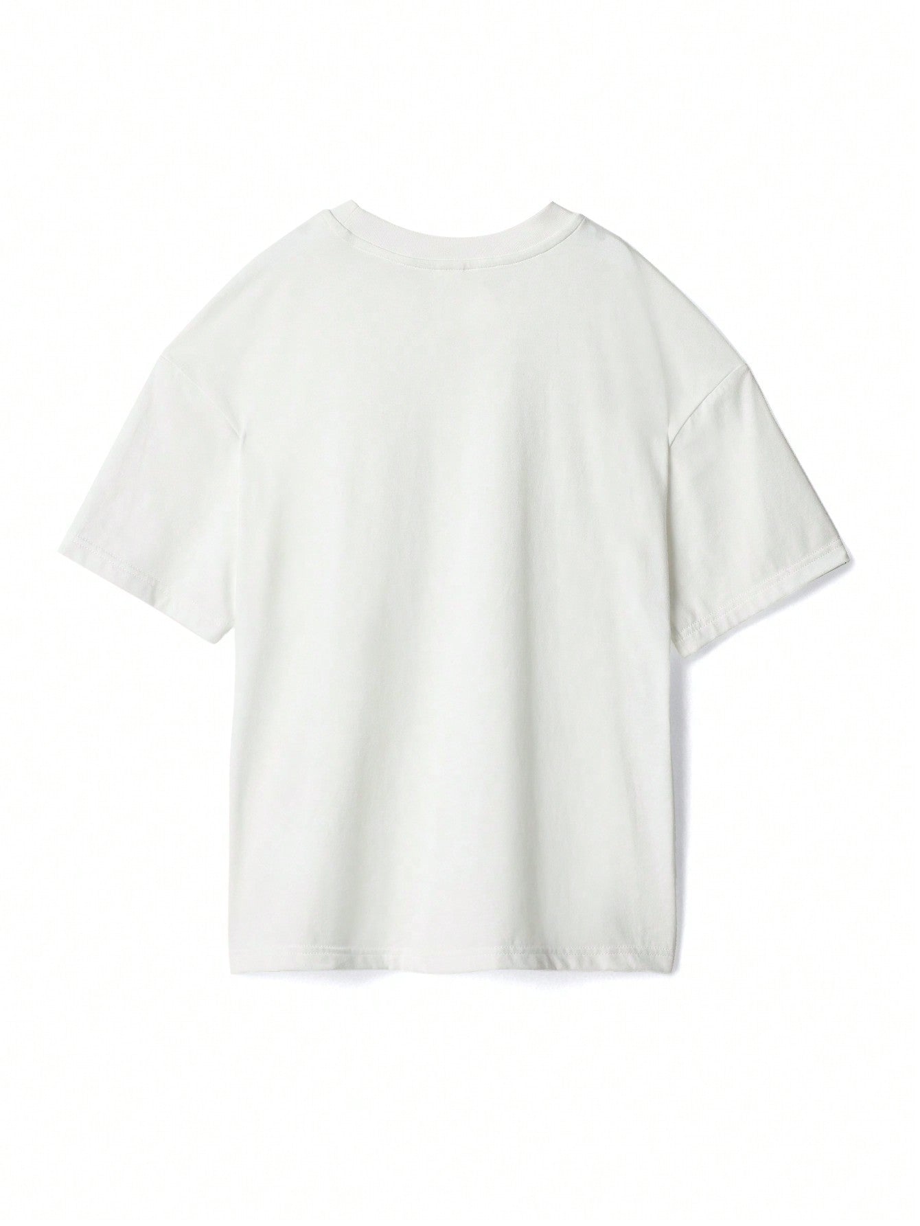 Tween Girl Regular Fit Letter Patched Drop Shoulder Tee For Summer