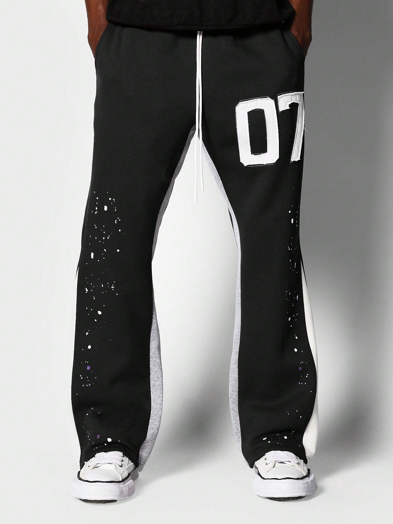 Flare Fit Paint Print Jogger With Number Applique