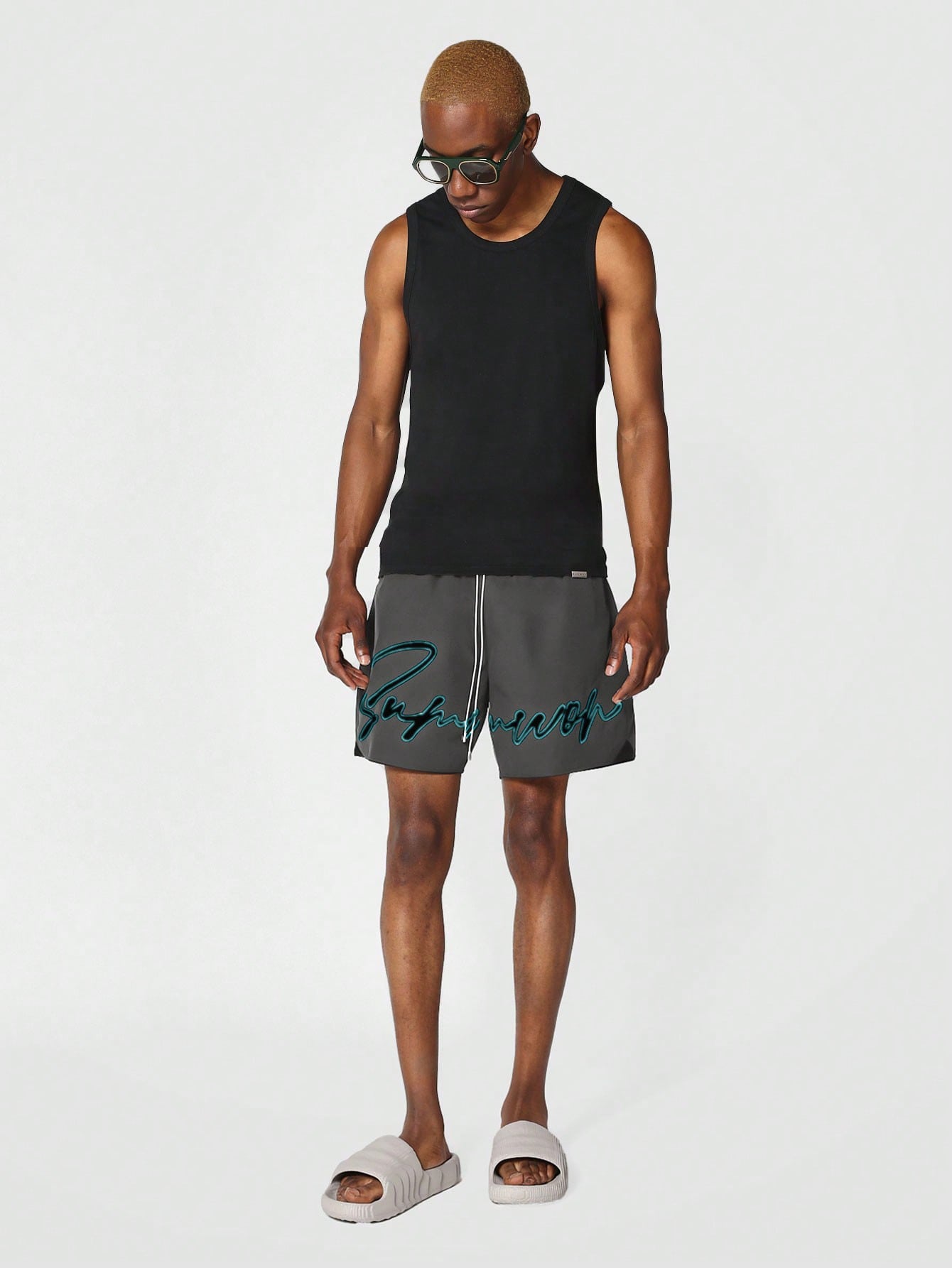 Nylon Swim Short With Front Graphic