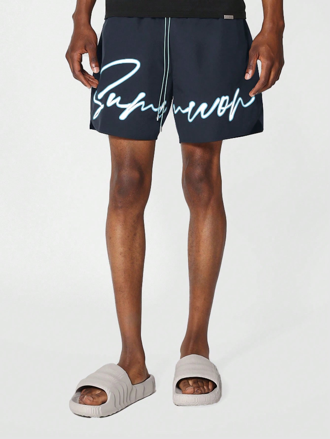 Nylon Swim Short With Front Graphic