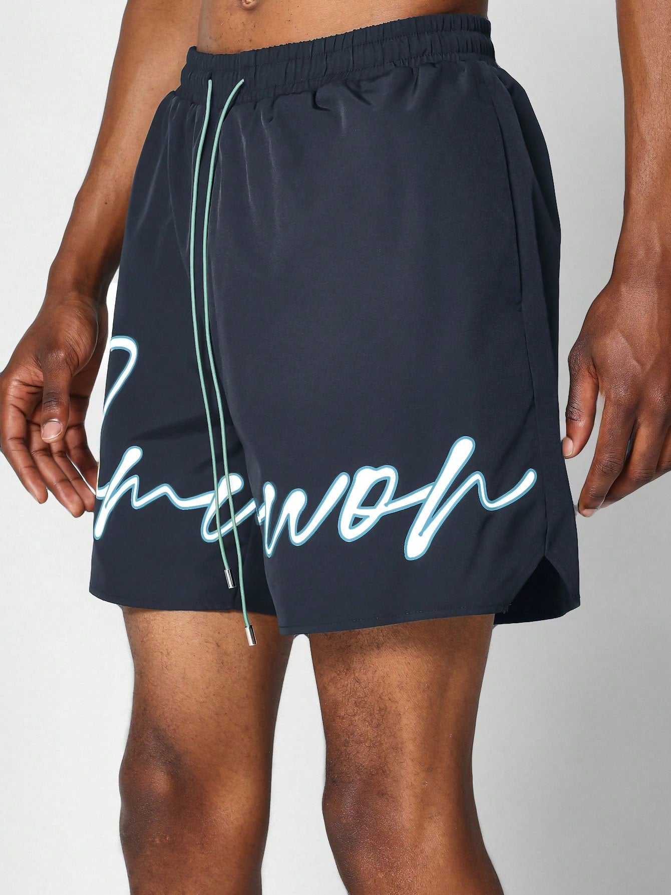 Nylon Swim Short With Front Graphic