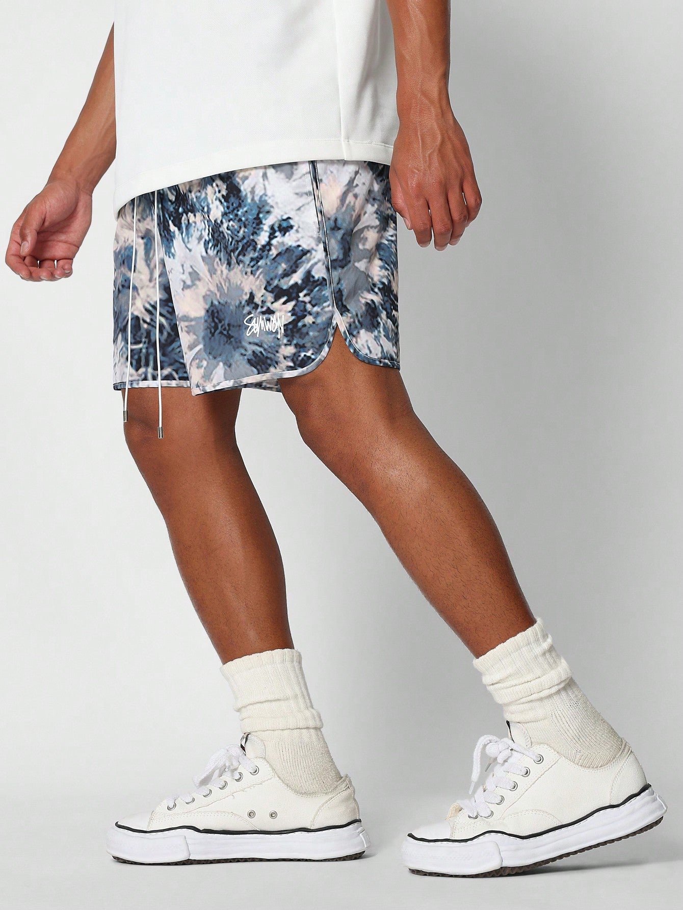 Nylon Short With All Over Print