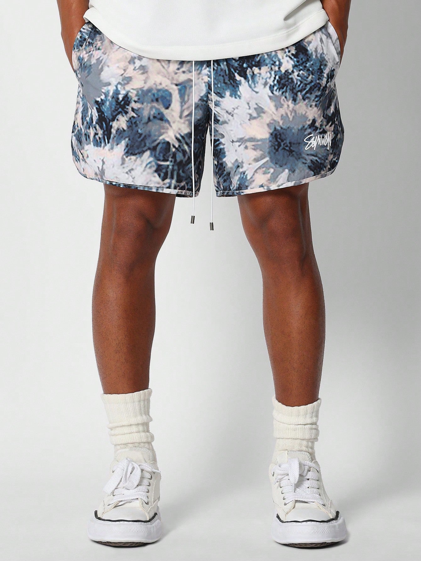 Nylon Short With All Over Print