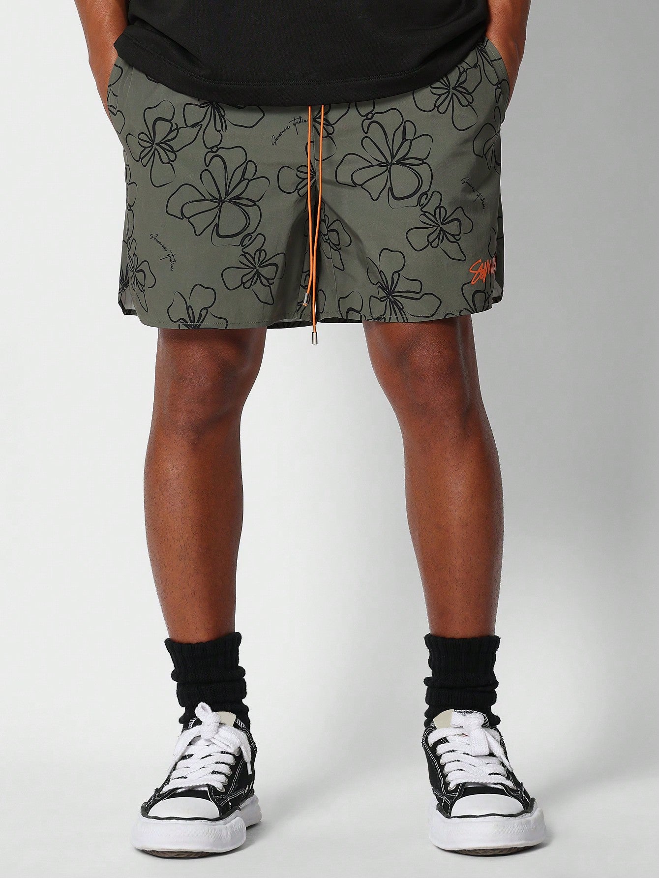 Nylon Short With All Over Print