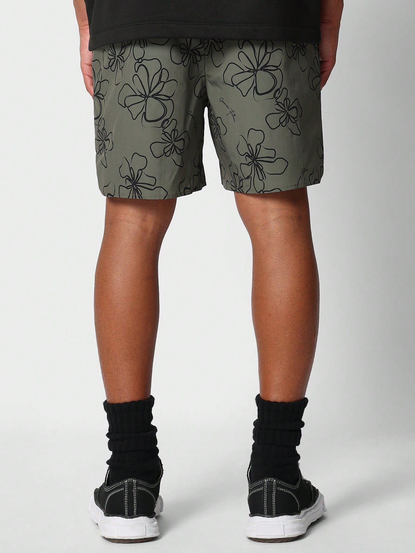 Nylon Short With All Over Print