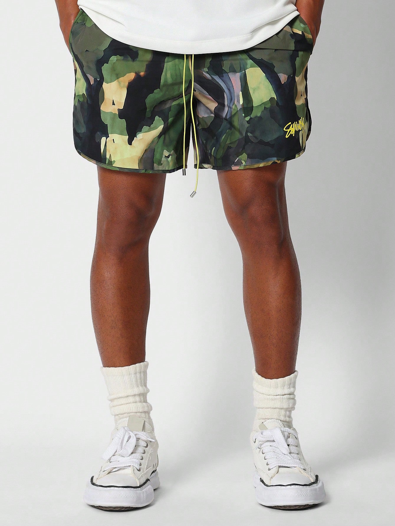 Nylon Short With All Over Print