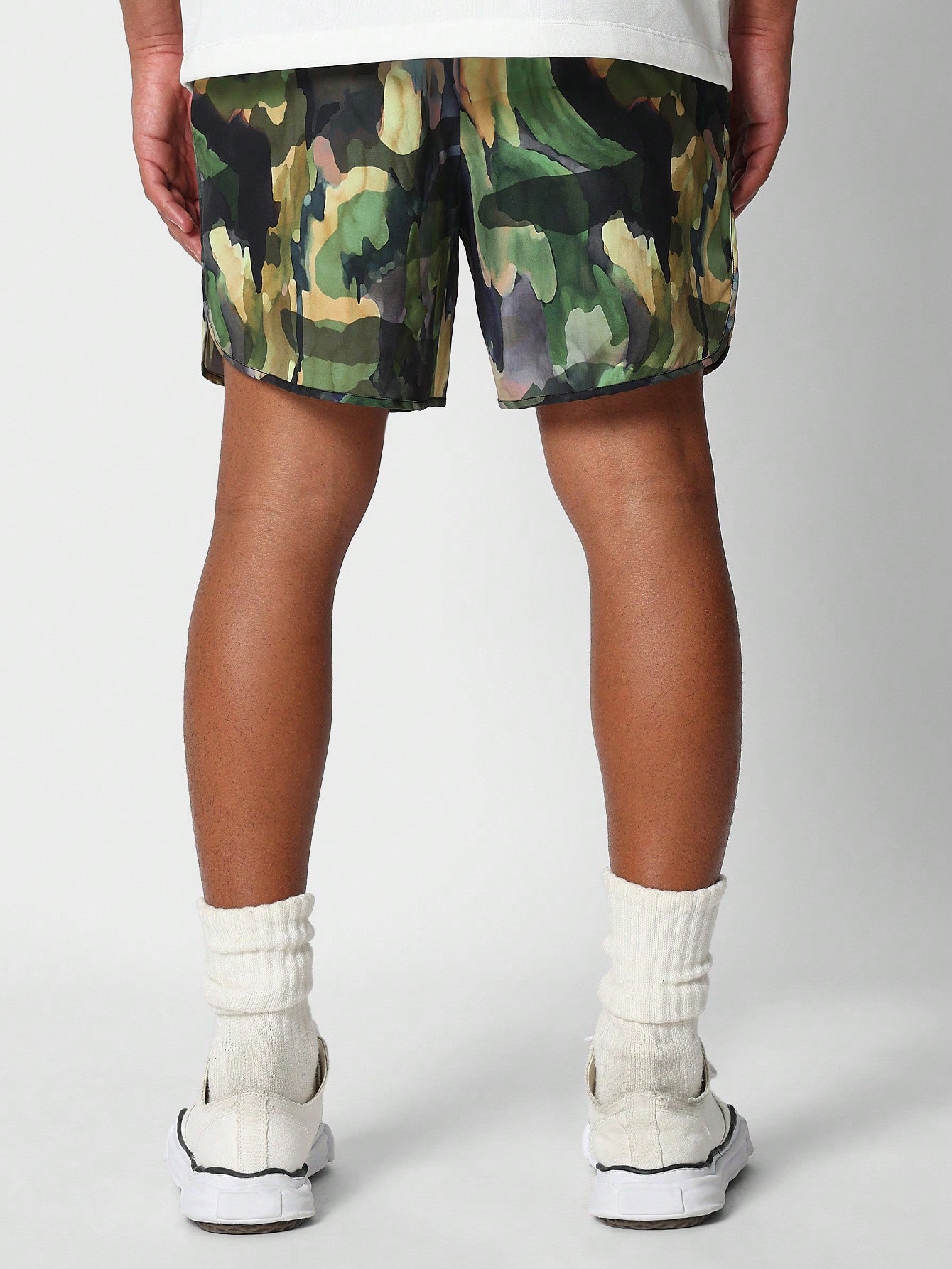 Nylon Short With All Over Print