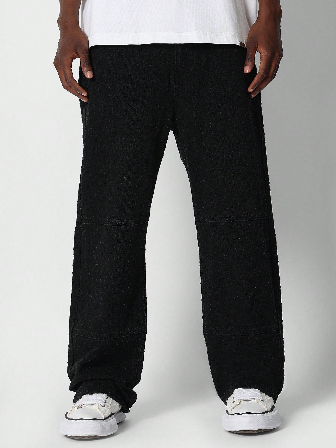 Loose Fit Textured Jean With Hiker Clasp