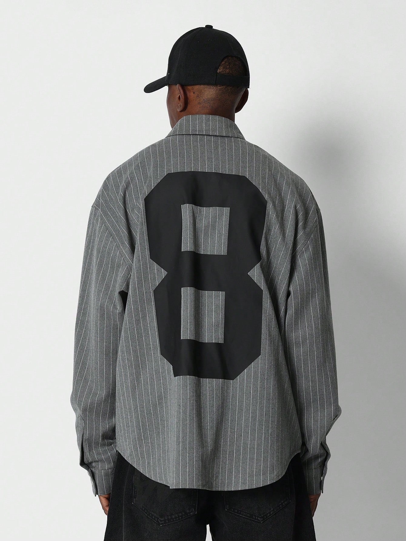 Relaxed Fit Shirt Stripe Shirt With Back Number Graphic Print