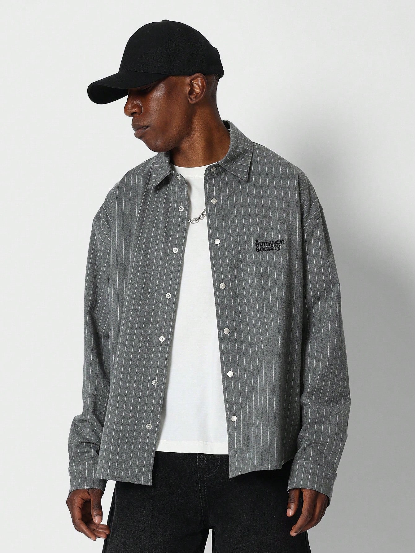 Relaxed Fit Shirt Stripe Shirt With Back Number Graphic Print