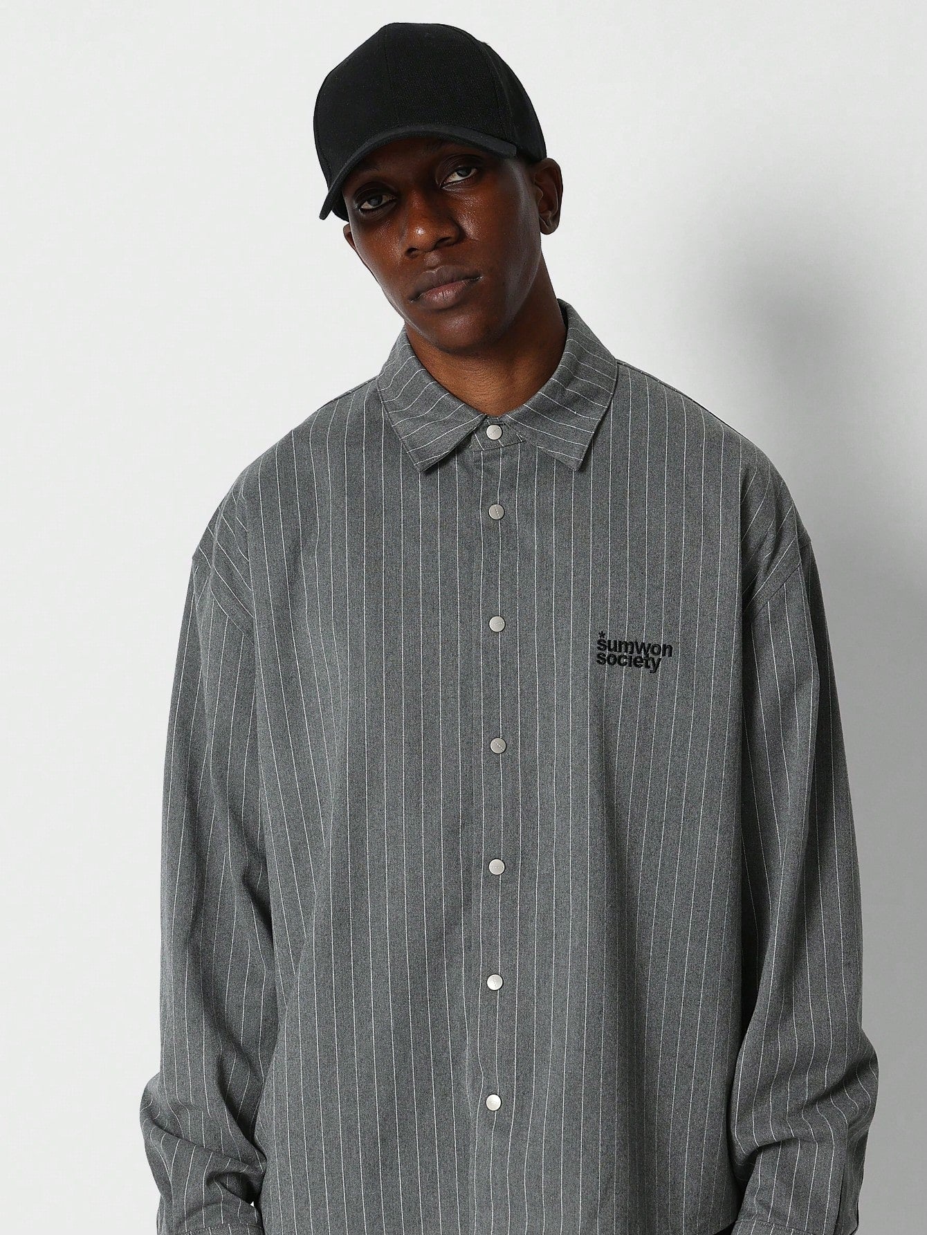 Relaxed Fit Shirt Stripe Shirt With Back Number Graphic Print