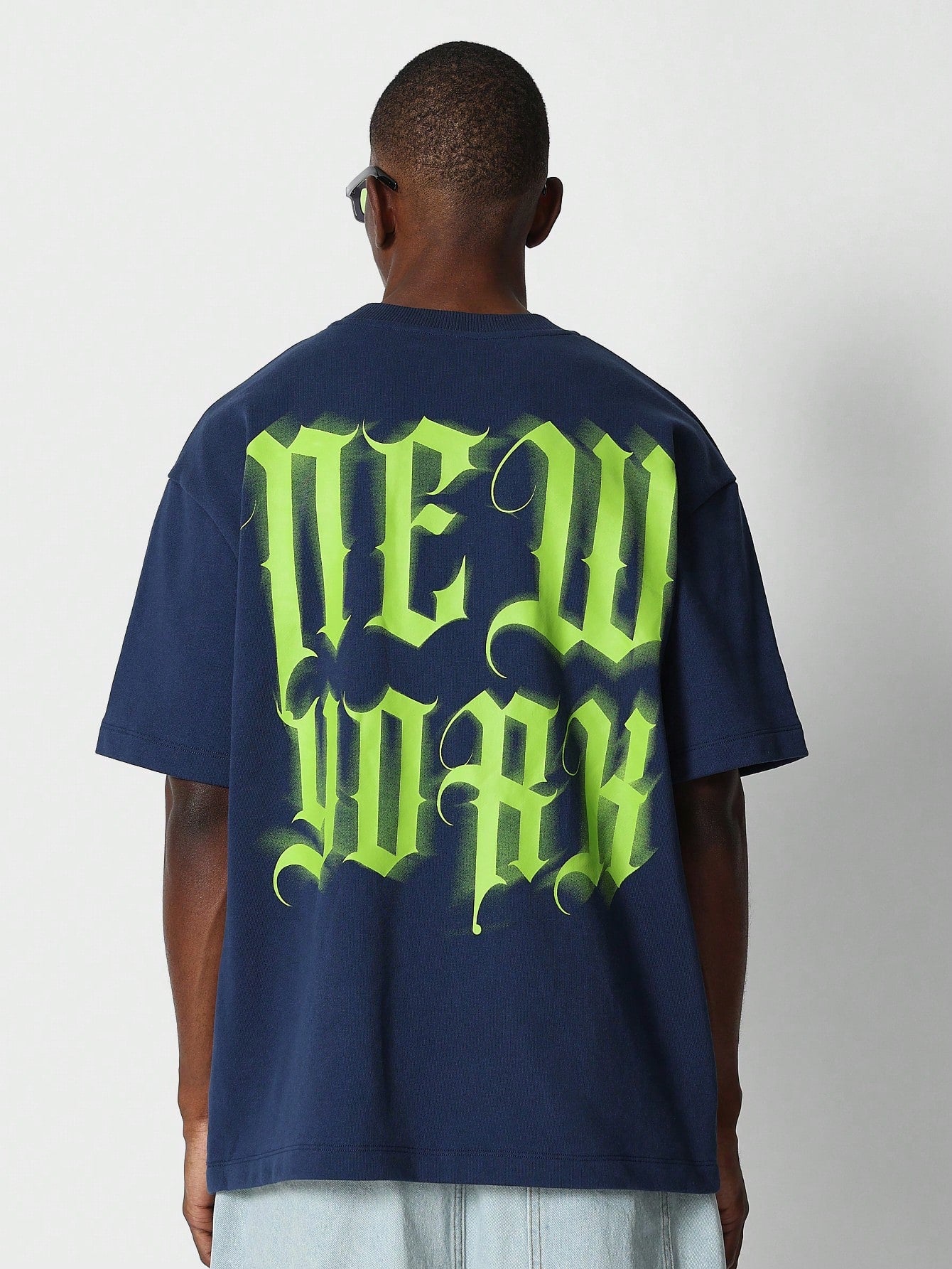 Tee With Back Neon New York Graphic Print