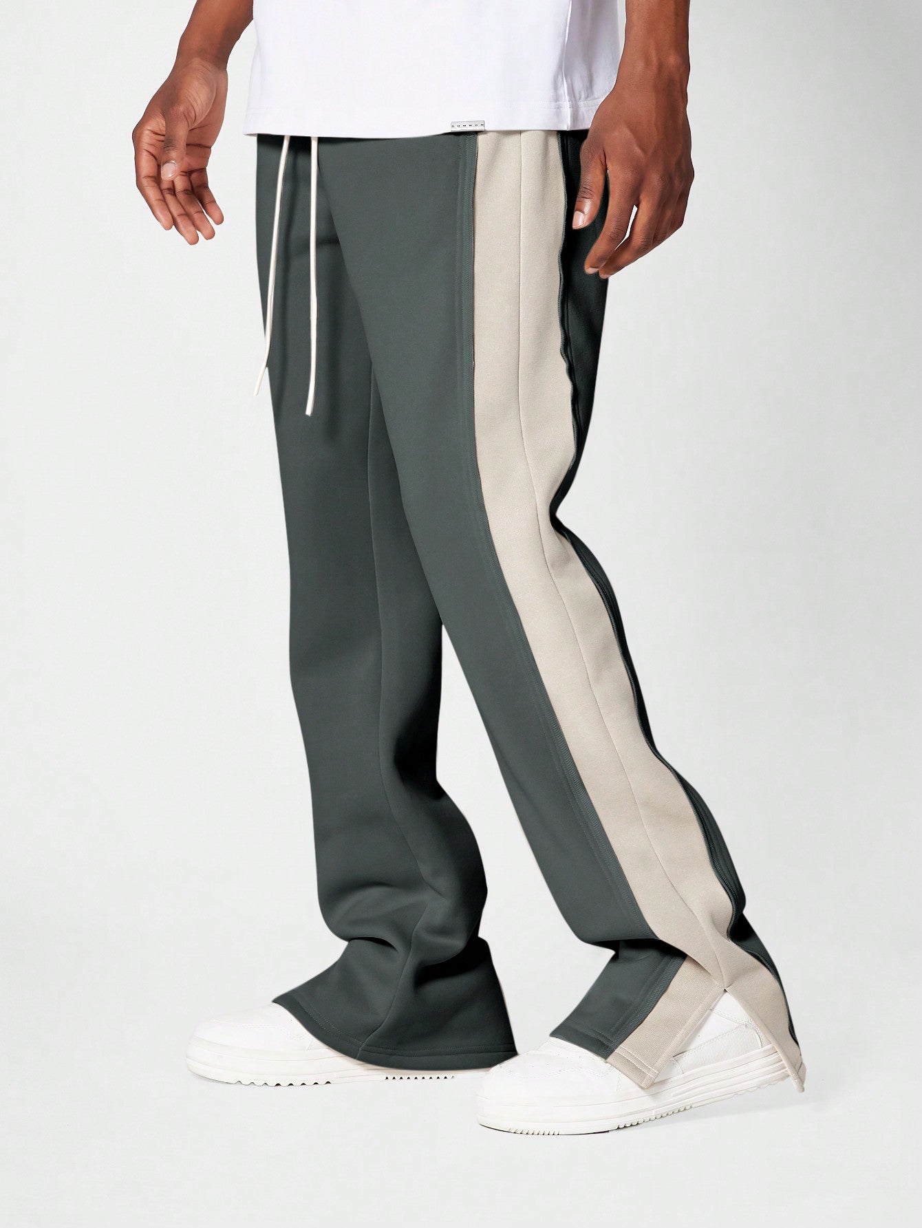 Flare Fit Split Hem Jogger With Contrast Panel