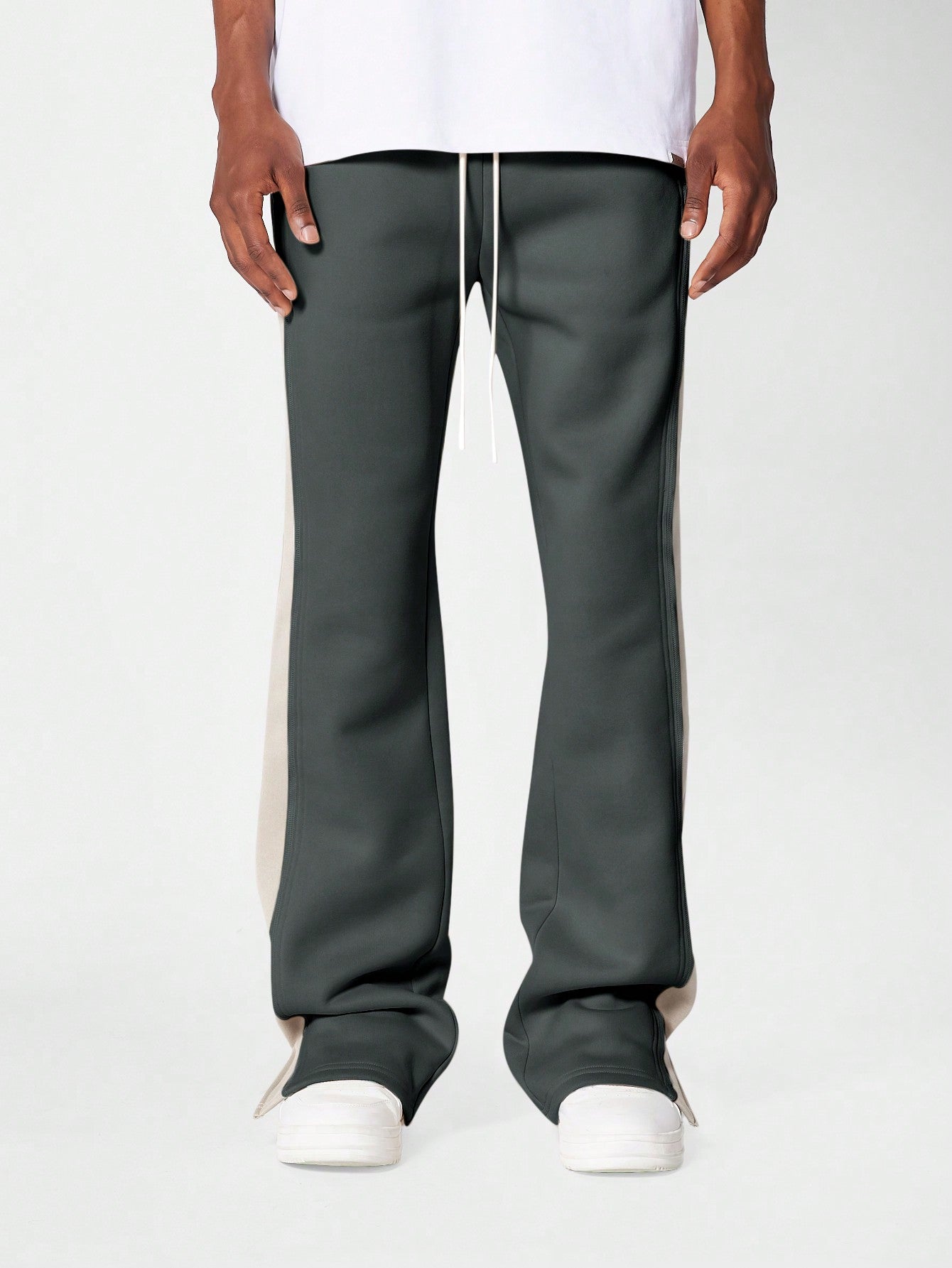 Flare Fit Split Hem Jogger With Contrast Panel