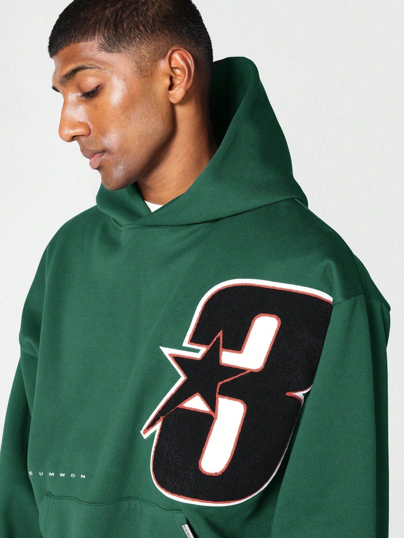 Regular Fit Overhead Hoodie With Applique Embroidery