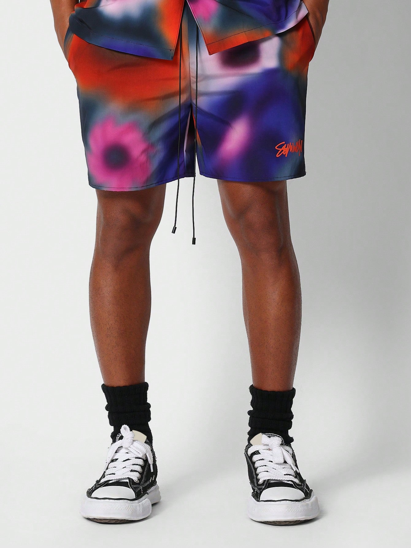 Nylon Swim Short With All Over Print