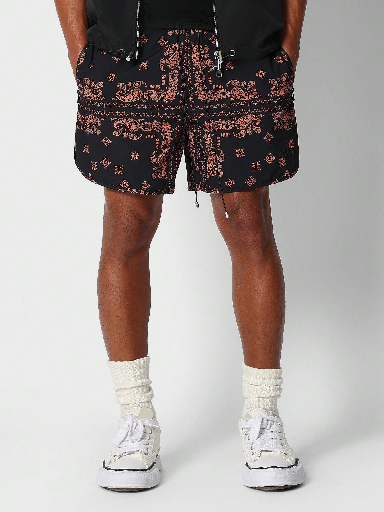 Nylon Short With All Over Paisley Print