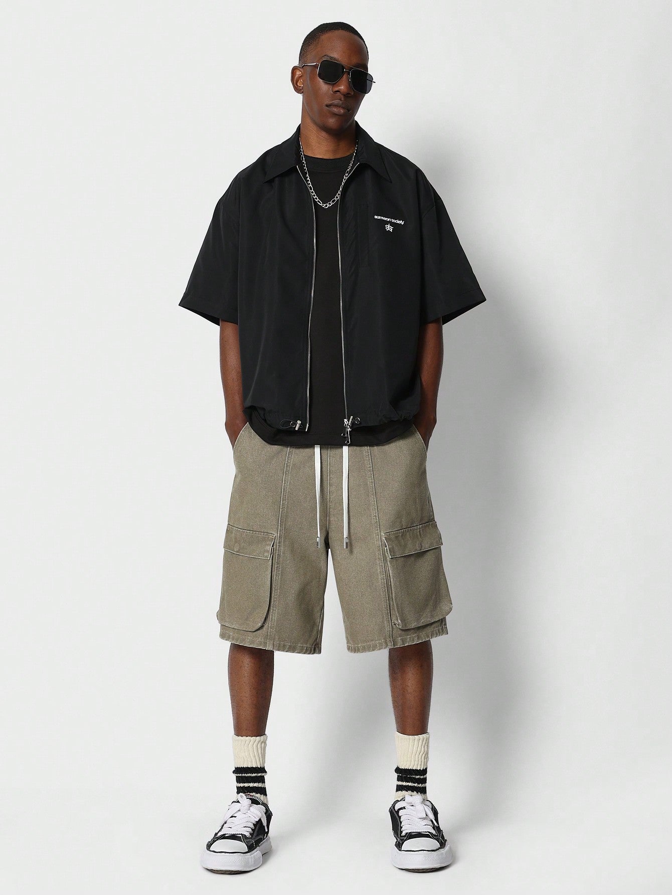 Pull On Denim Cargo Short