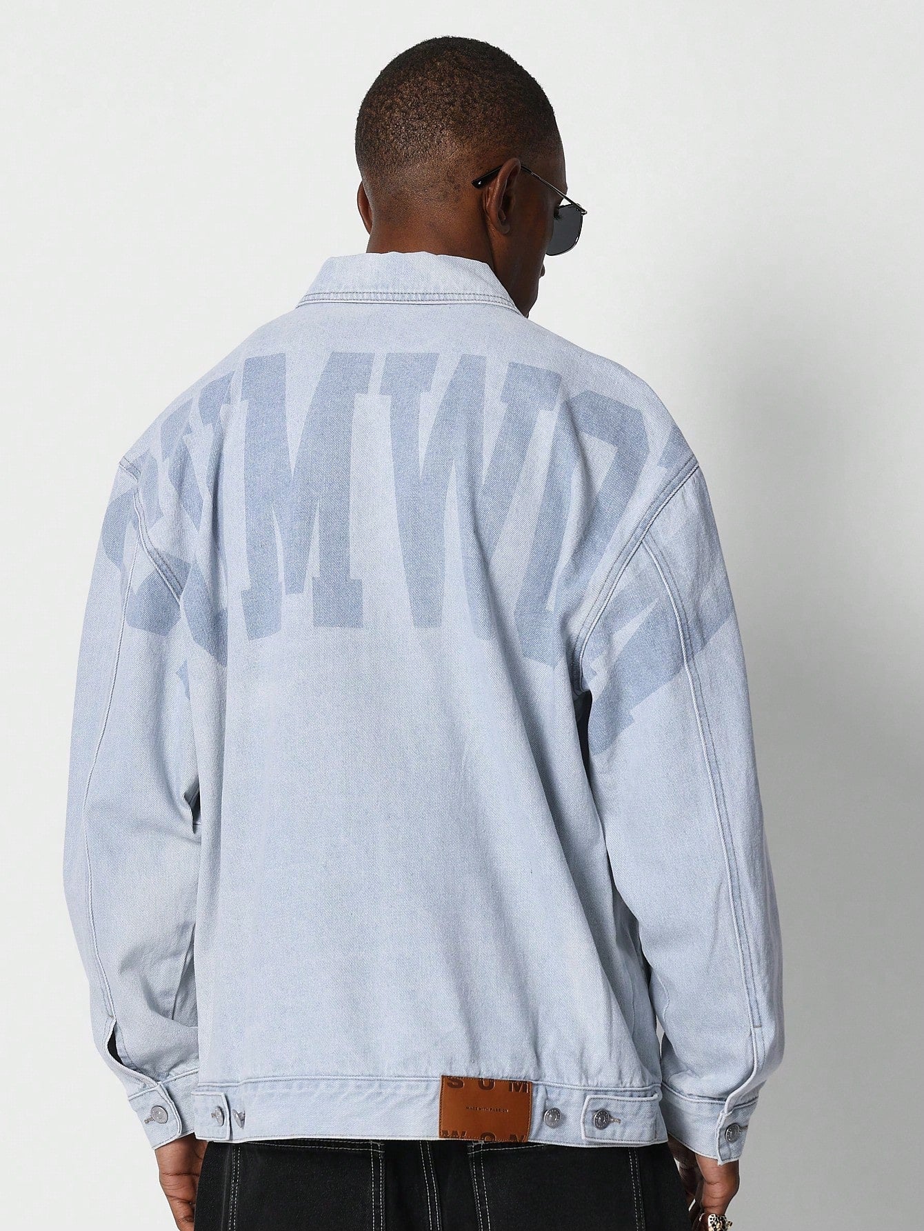 Denim Jacket With Faded Back Graphic Print