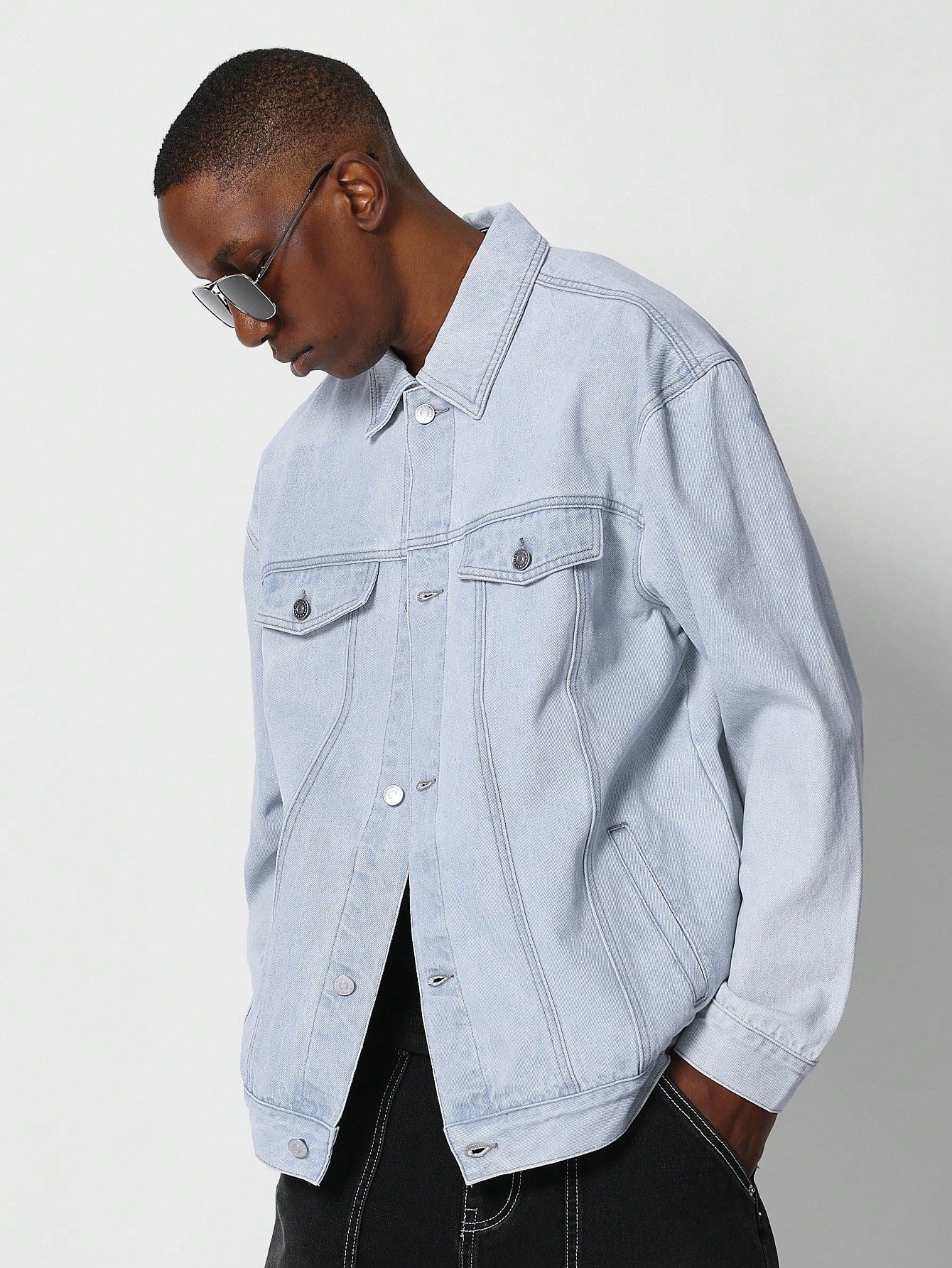 Denim Jacket With Faded Back Graphic Print