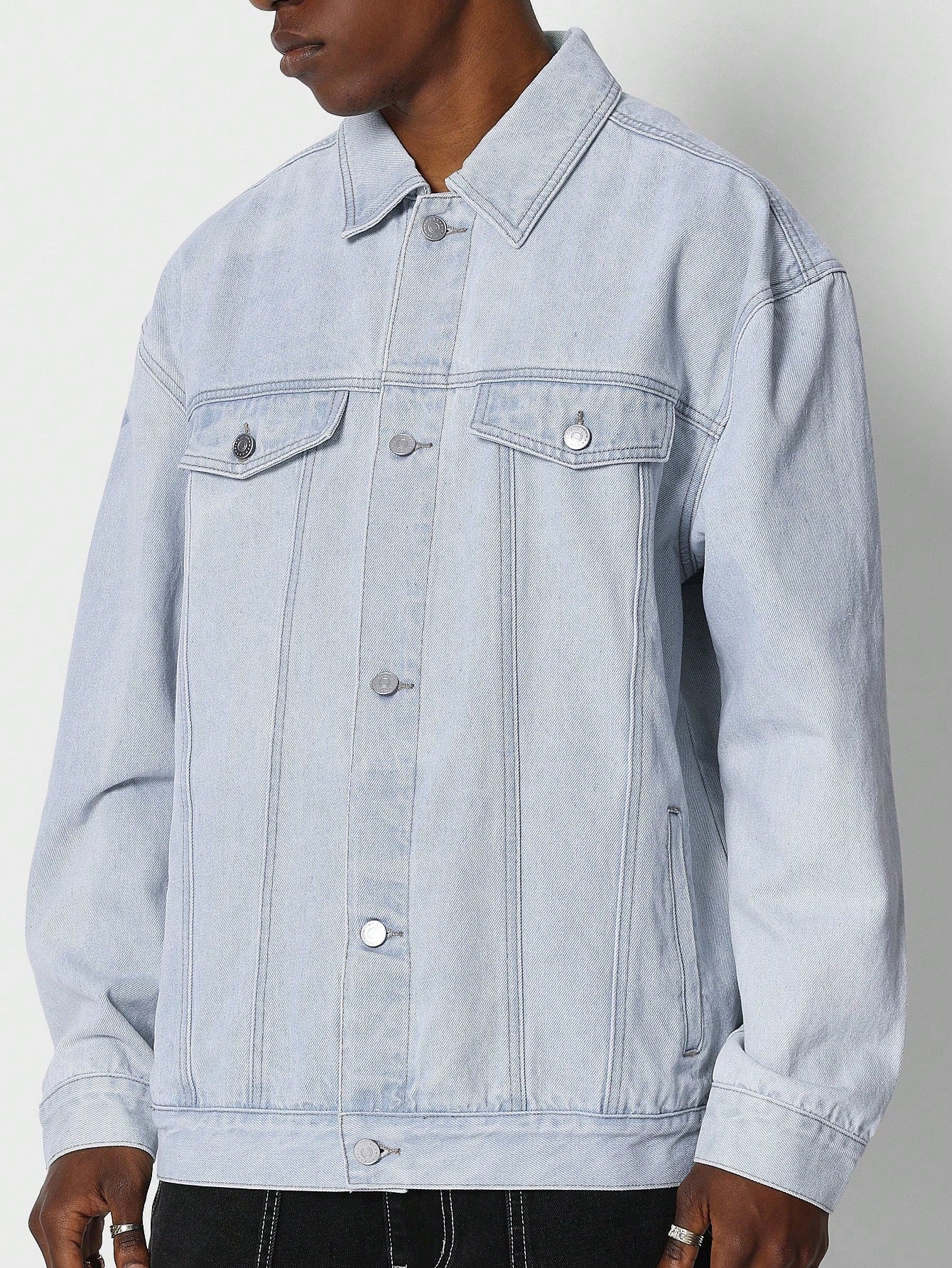 Denim Jacket With Faded Back Graphic Print