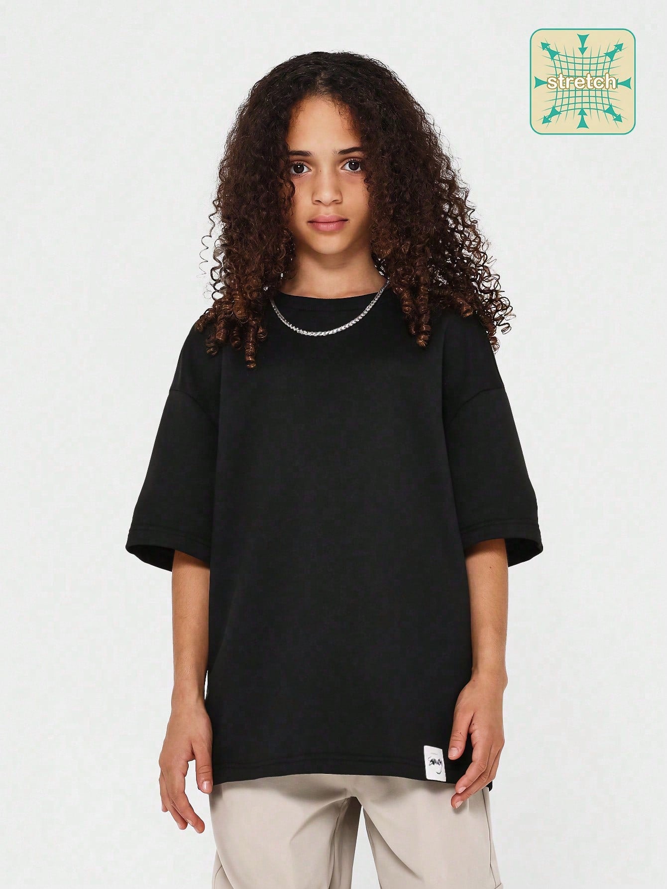 Tween Girl Drop Shoulder Loose Fit Essential Tee