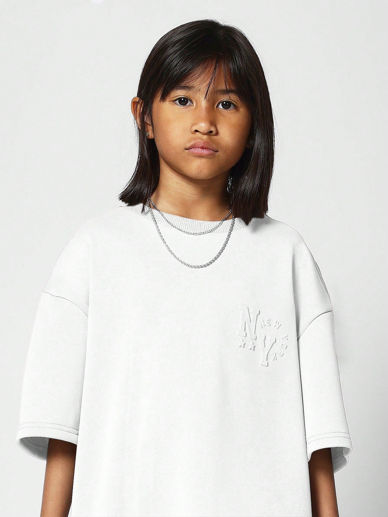 Tween Girl Oversized Fit Tee With Embossing