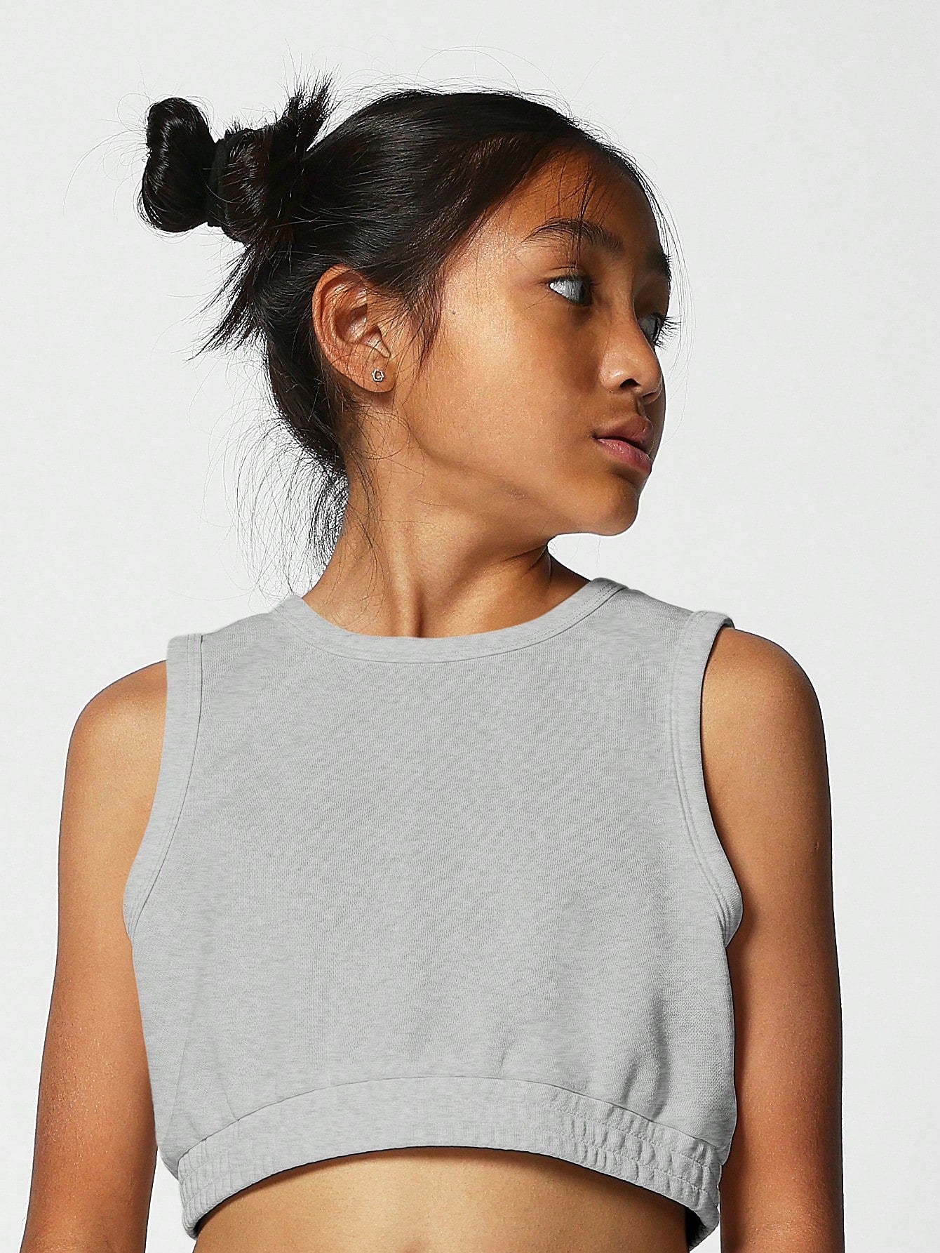 Tween Girl Gathered Hem Tank Crop Top