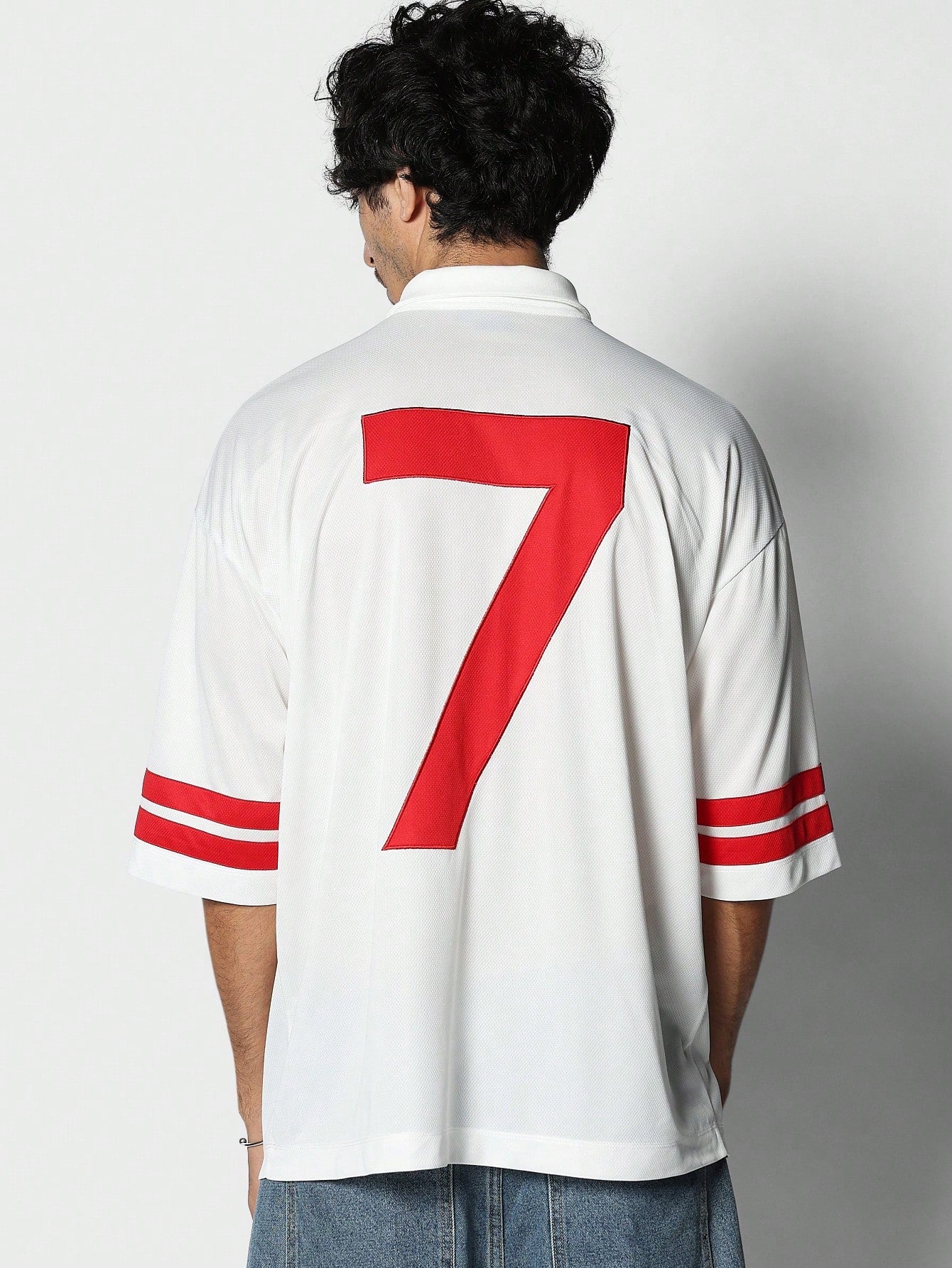 Mesh Polo Tee With Back Number Graphic Print