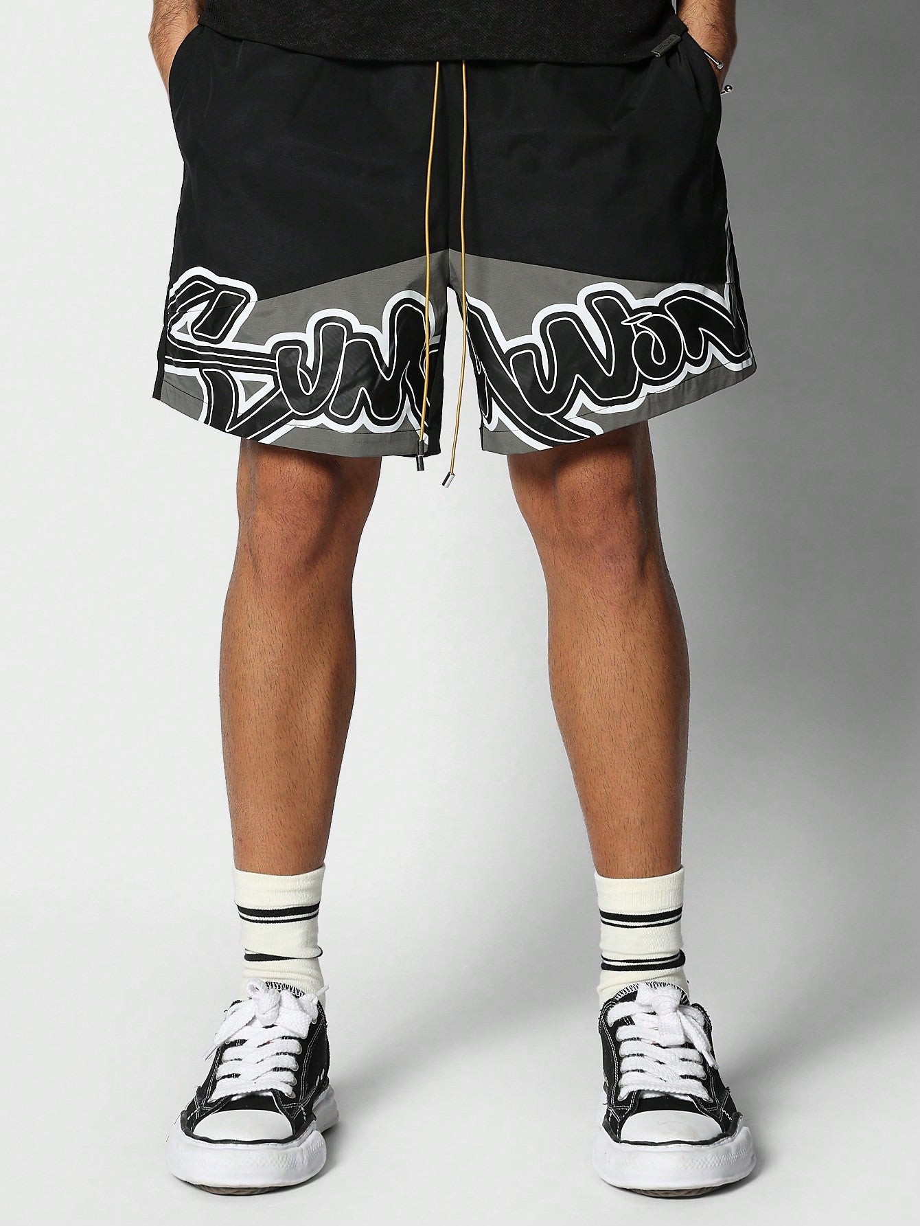 Nylon Short With Front Graphic