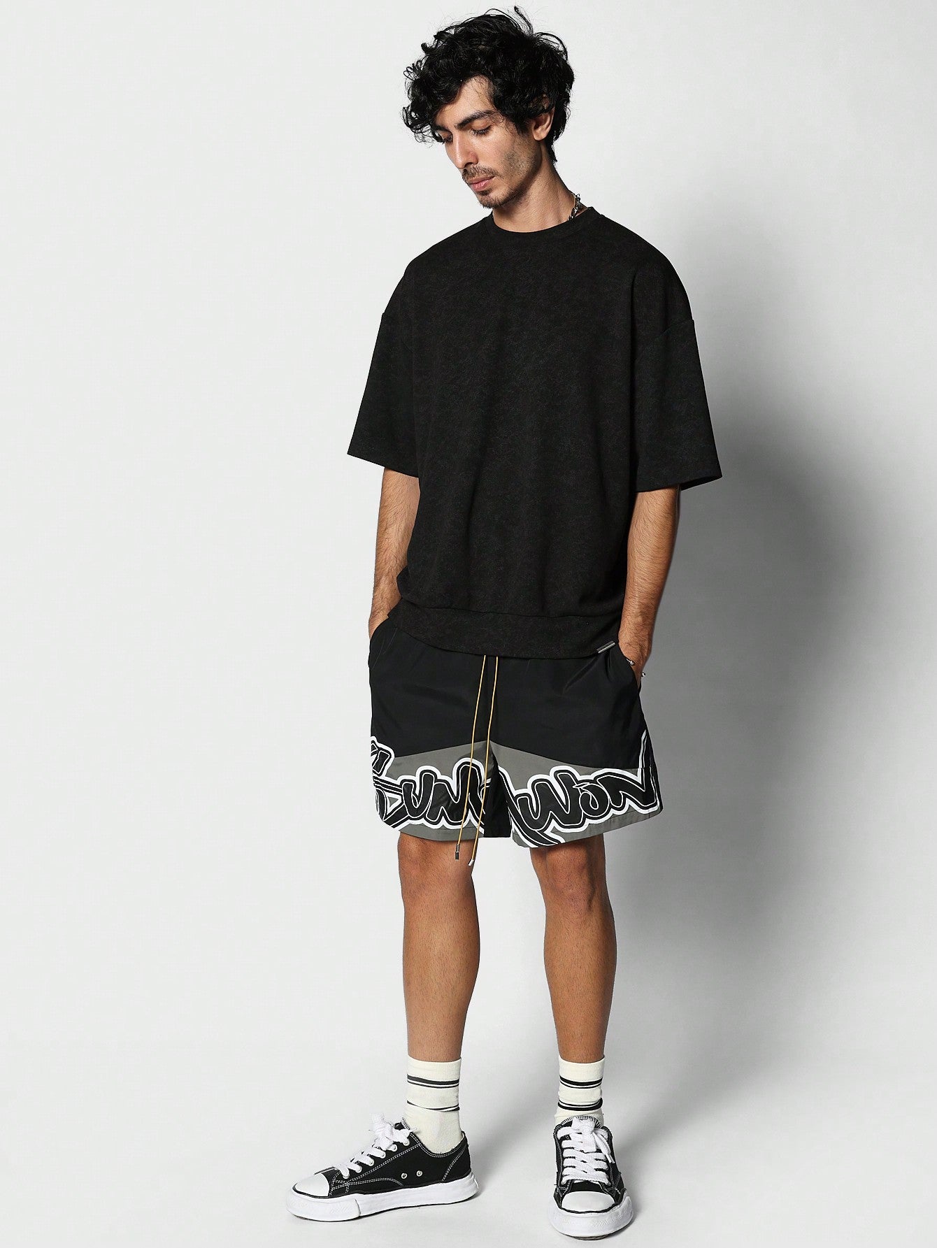 Nylon Short With Front Graphic