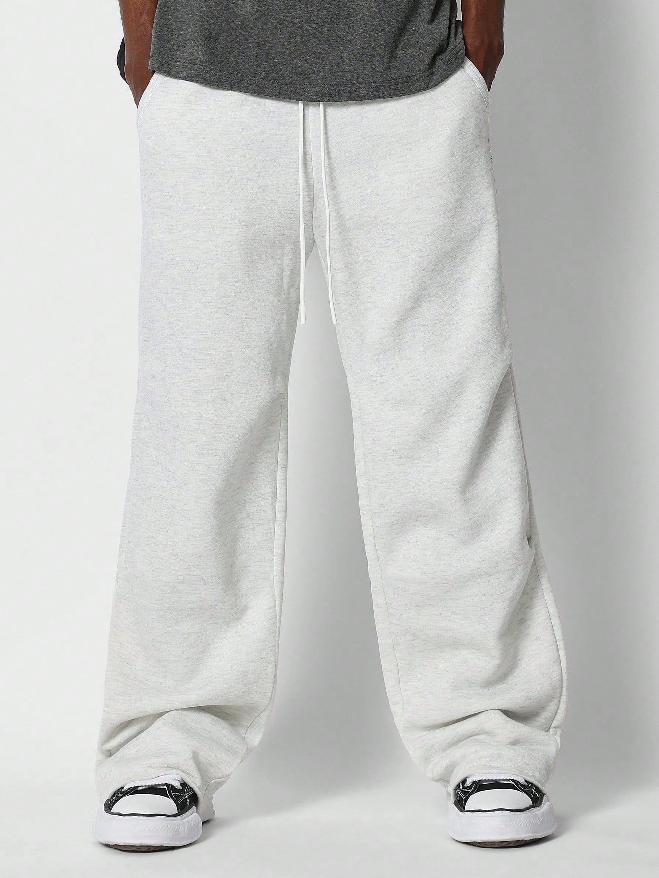 Wide Leg Jogger With Raw Edge Back Pocket Detail