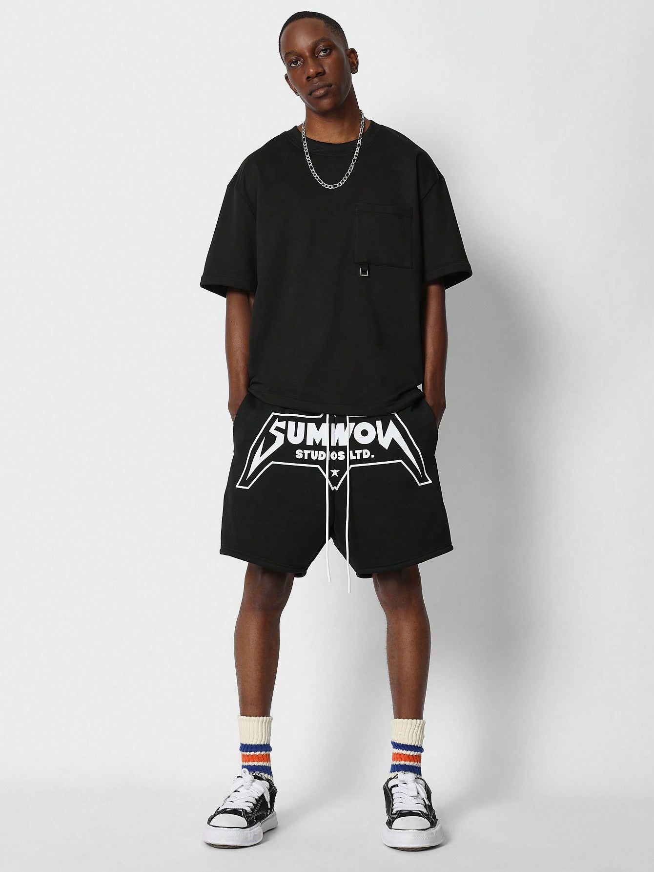 Drop Crotch Short With Front Graphic