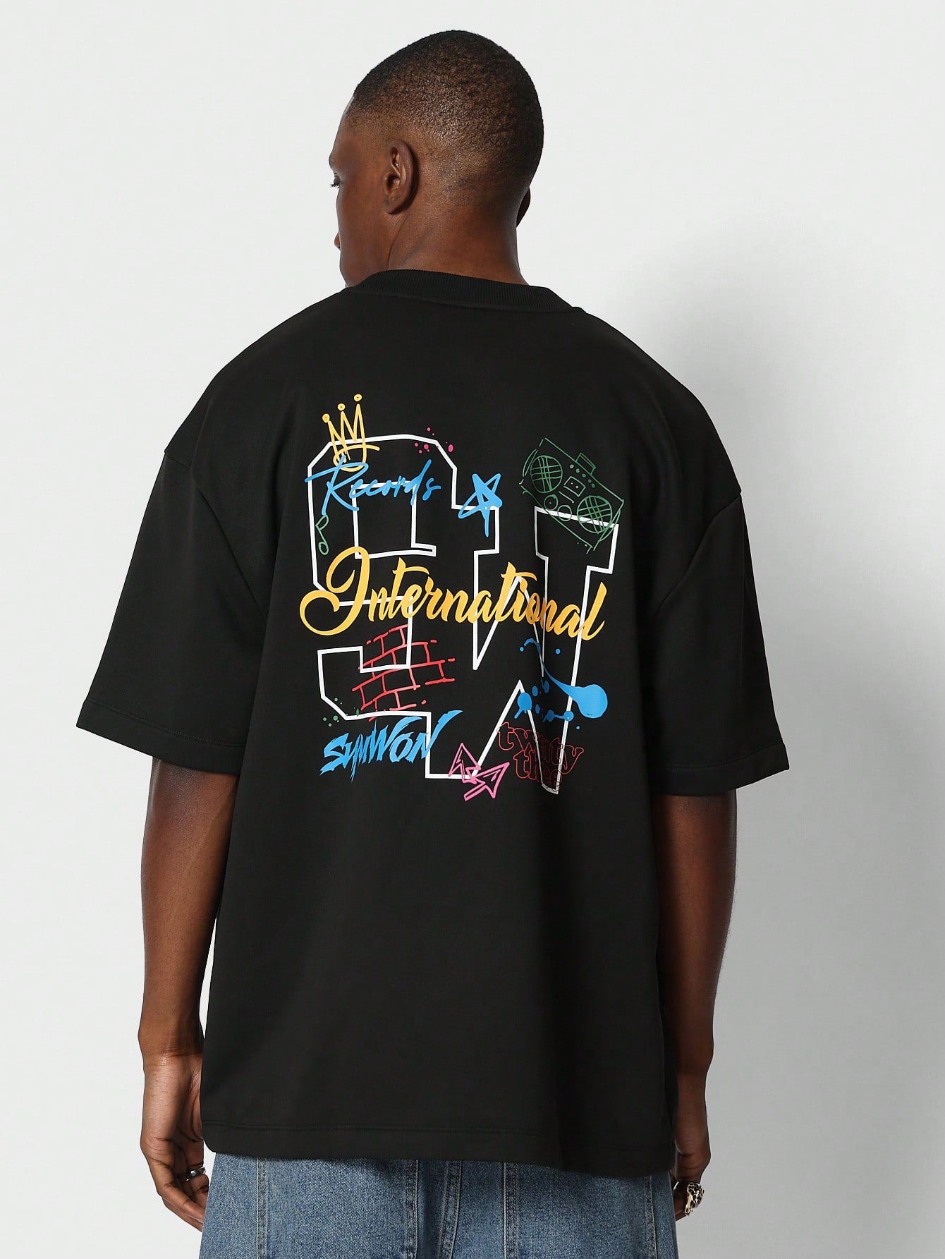 Tee With Back Doodle Graphic Print