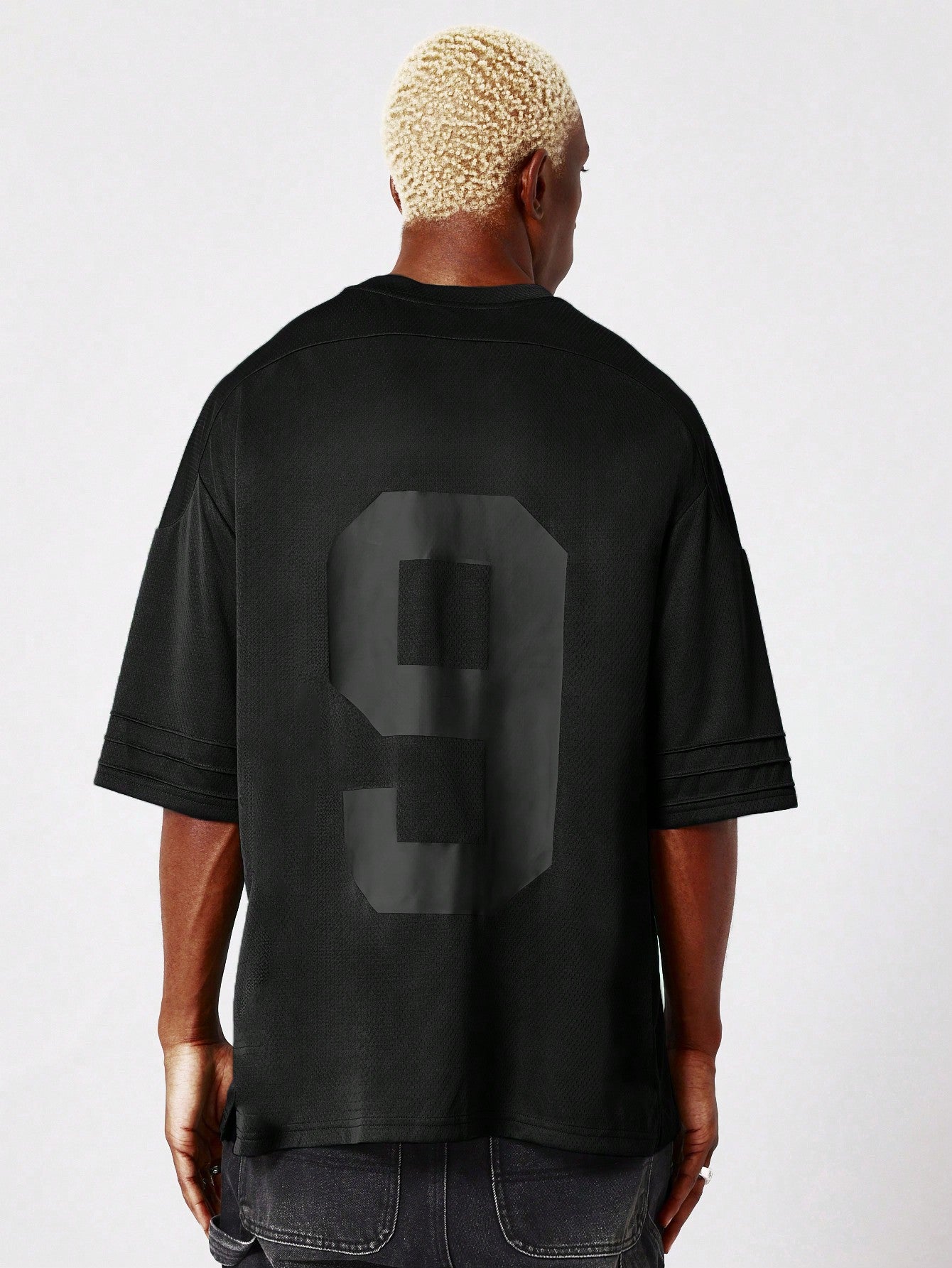 Oversized Fit Hockey Tee With Number Graphic Print