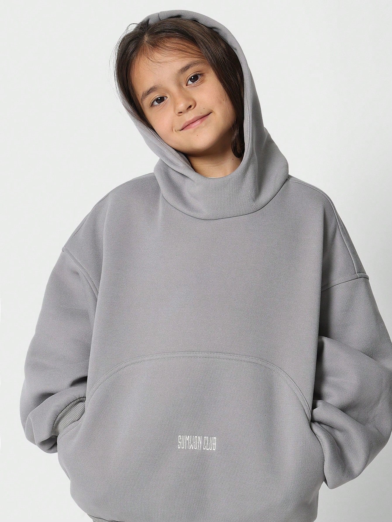Tween Girls Oversized Fit Overhead Hoodie With Embroidery Back To School