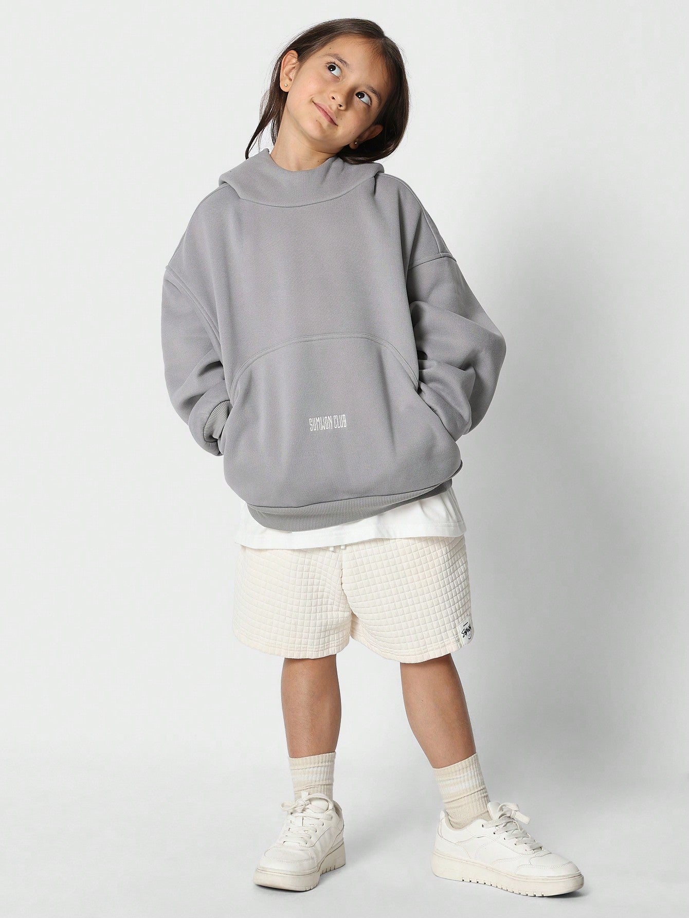 Tween Girls Oversized Fit Overhead Hoodie With Embroidery Back To School