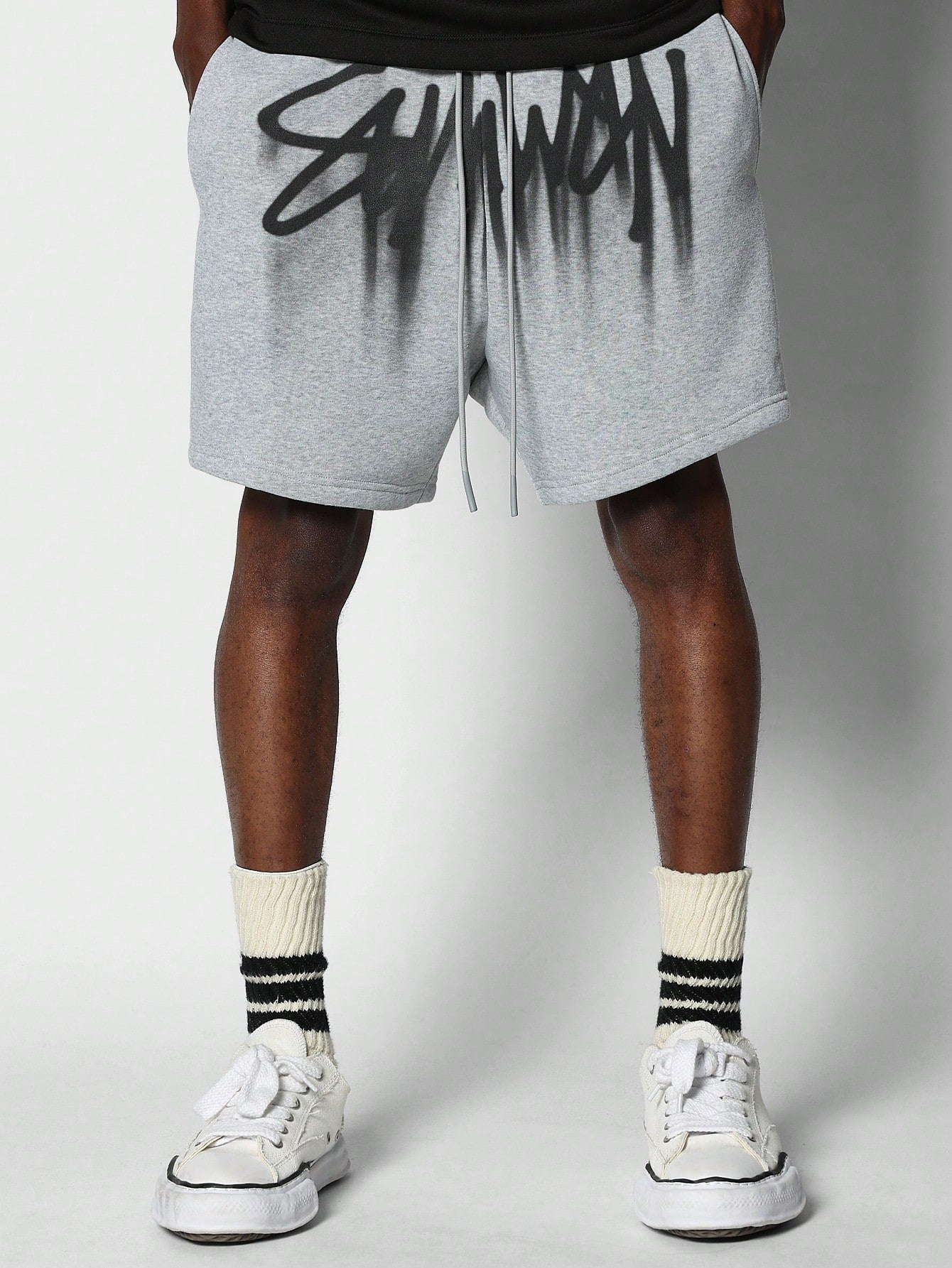 Drop Crotch Short With Graffiti Graphic